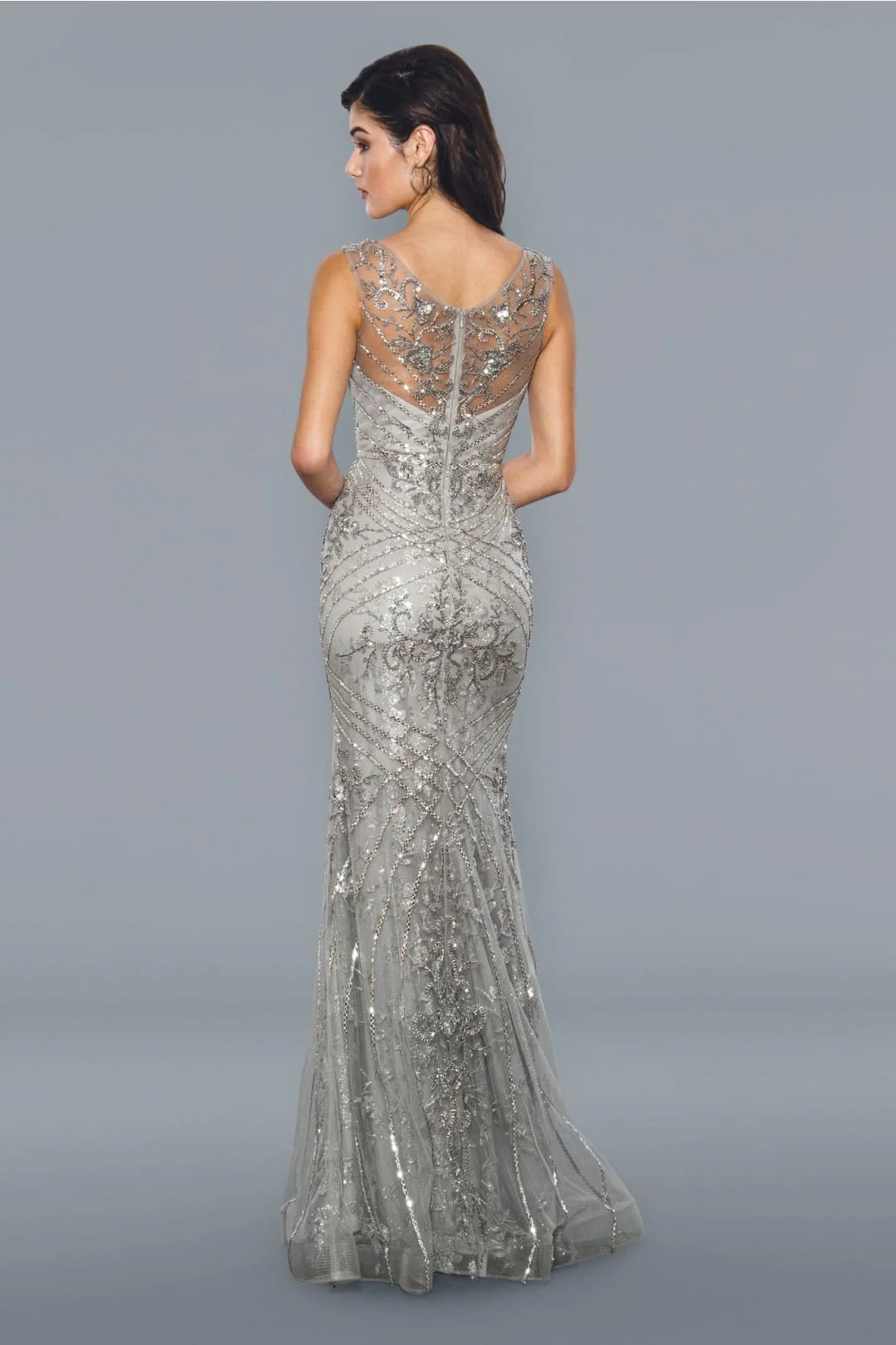 Silver Prom Dress Mermaid Formal Evening Gown Stella Couture 21048 - Image 2