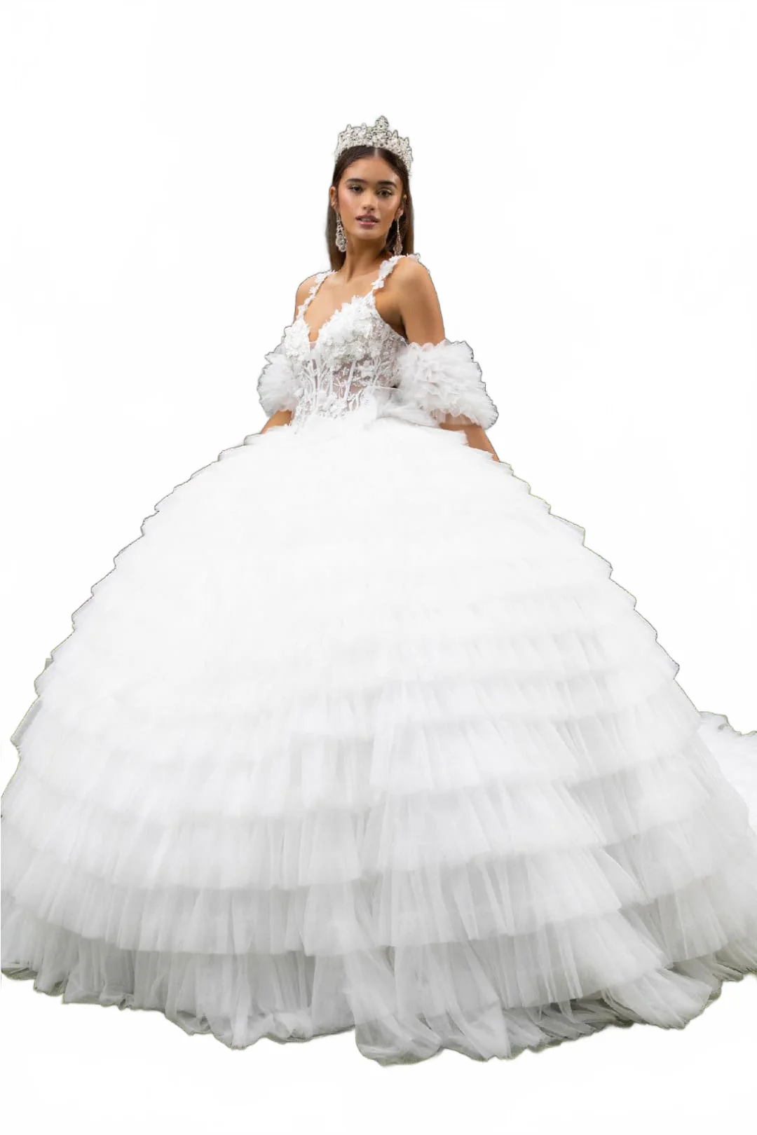 Sleeveless Ruffled Ball Gown by GLS Gloria GL3610 - Image 6