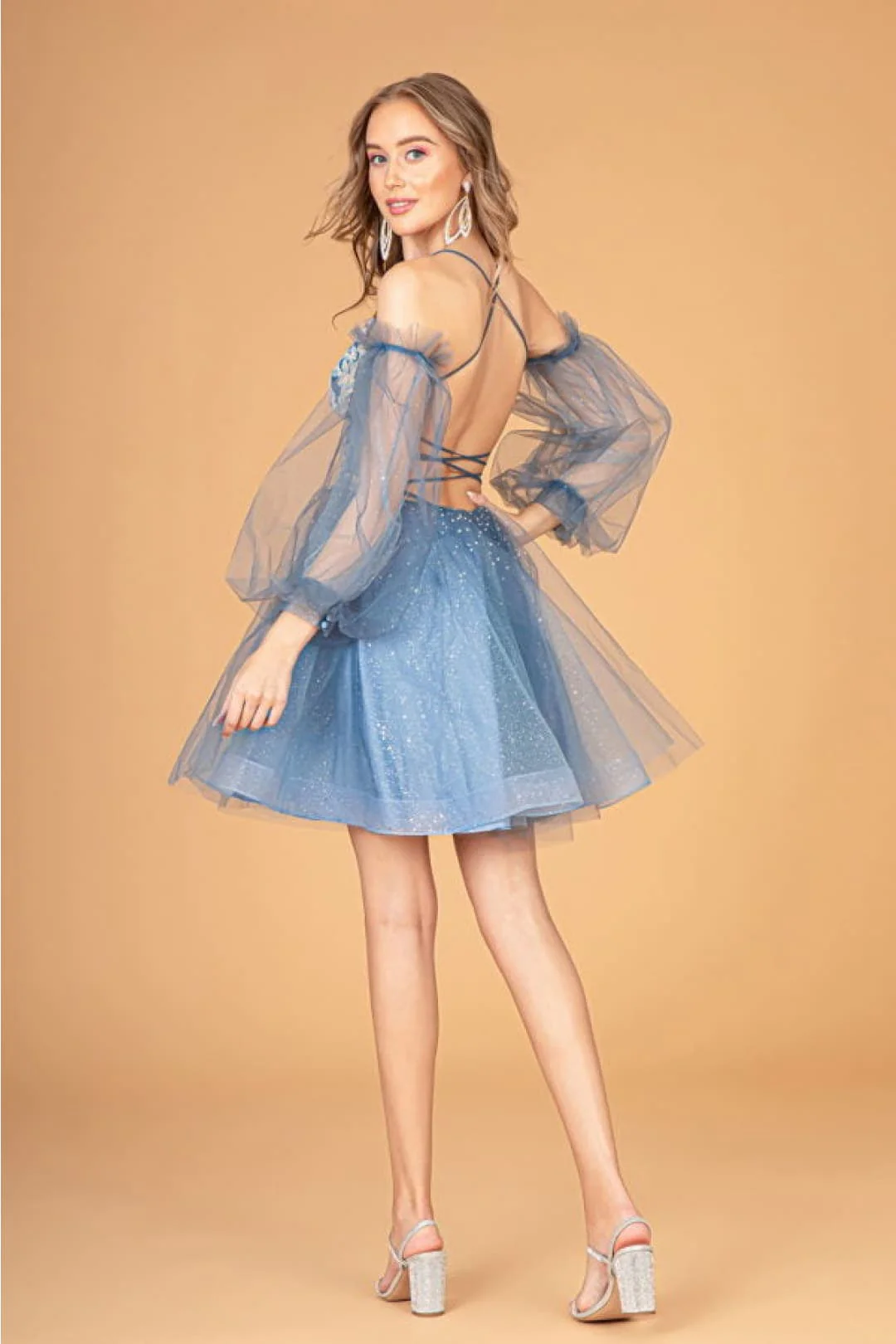 Smoky Blue Cocktail Dress by Elizabeth KGS3095 - Image 2