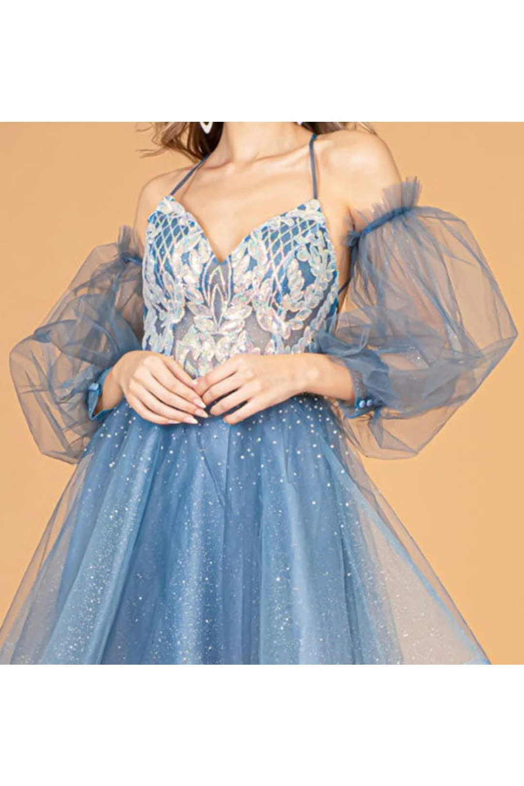 Smoky Blue Cocktail Dress by Elizabeth KGS3095 - Image 3