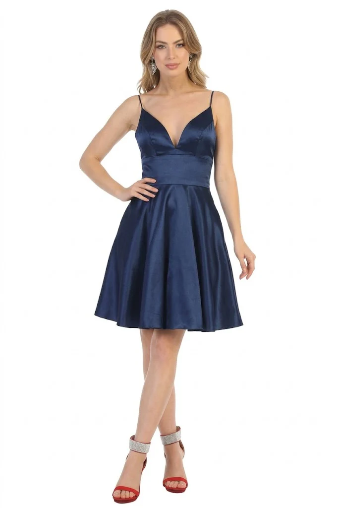 May Queen MQ1770 V Neck A Line Pockets Simple Short Cocktail Dress - Image 15