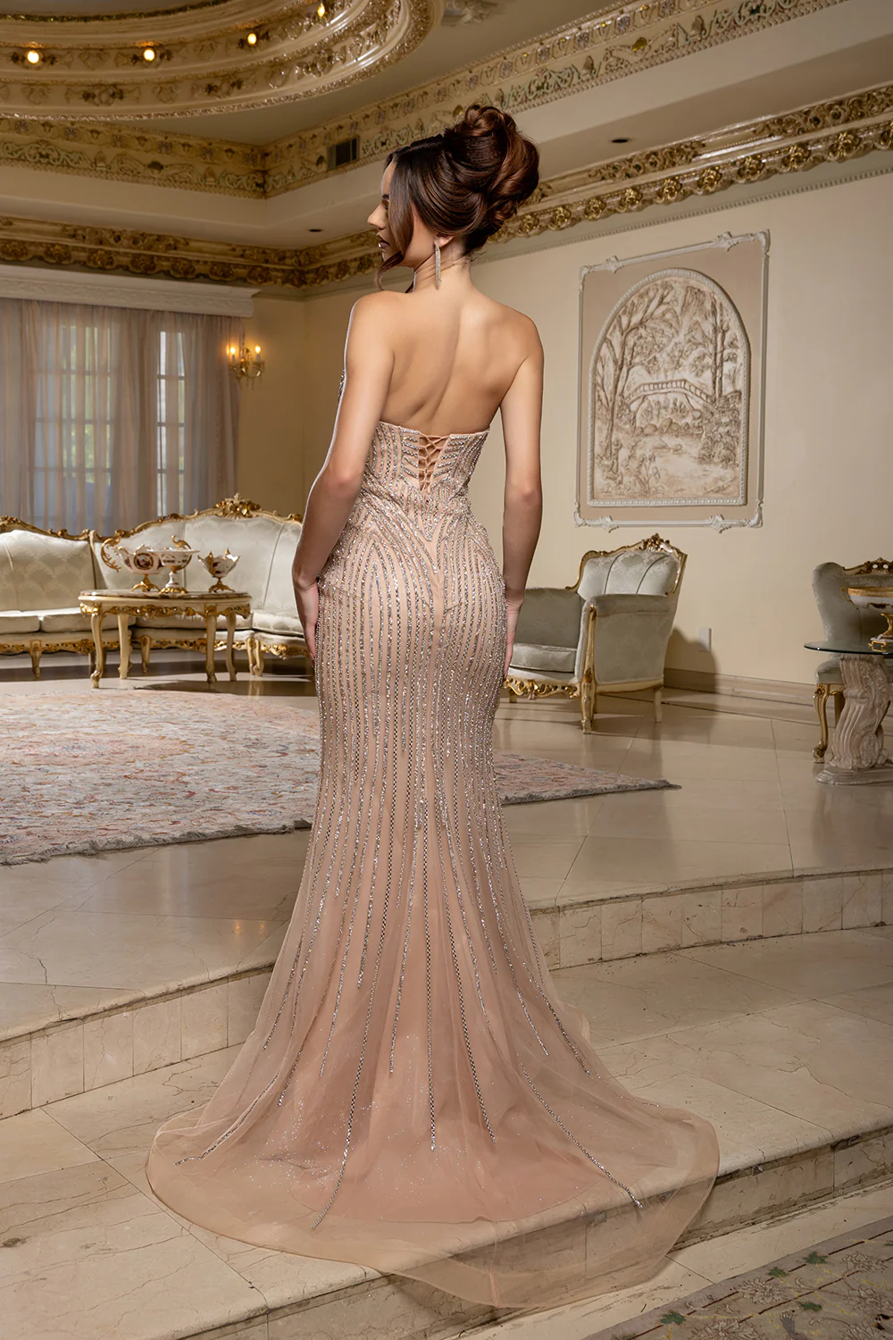 Strapless Beaded Prom Dress with Sweetheart Neckline & Lace-Up Back by Royal Queen RQ8225 - Image 9