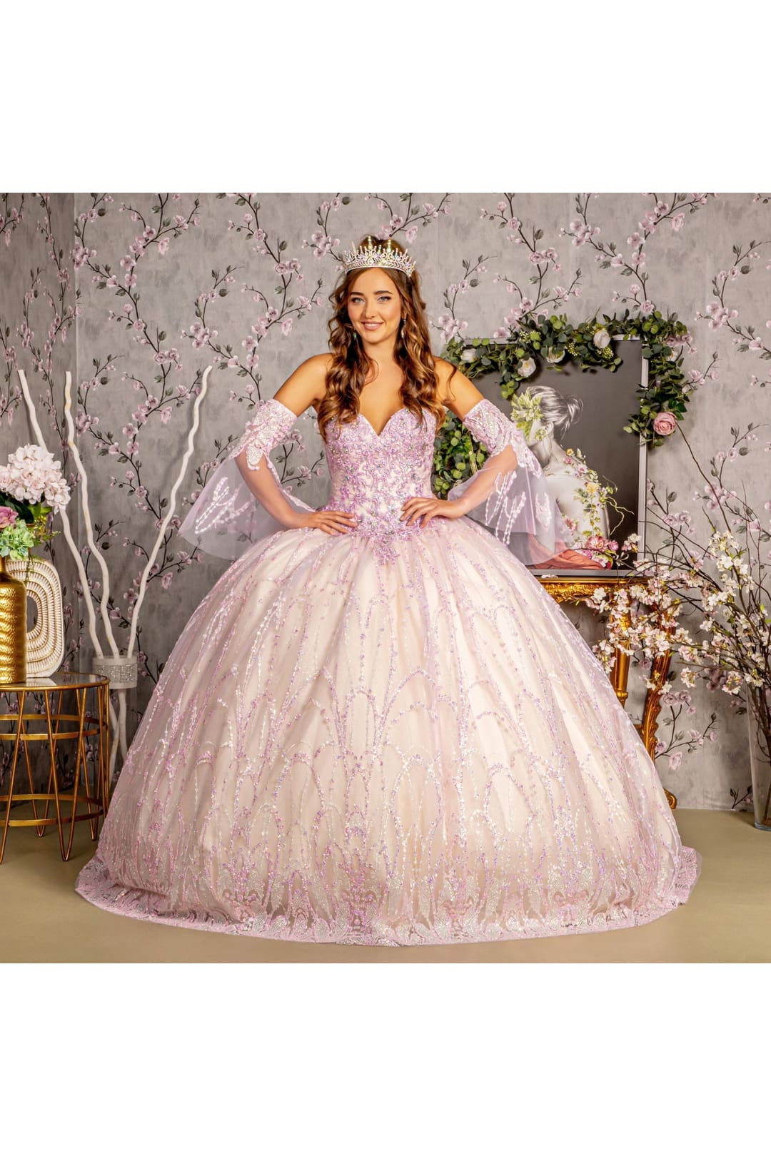 Strapless Bell Sleeve Two-Tone Ball Gown by GLS Gloria GL3234 - Image 5