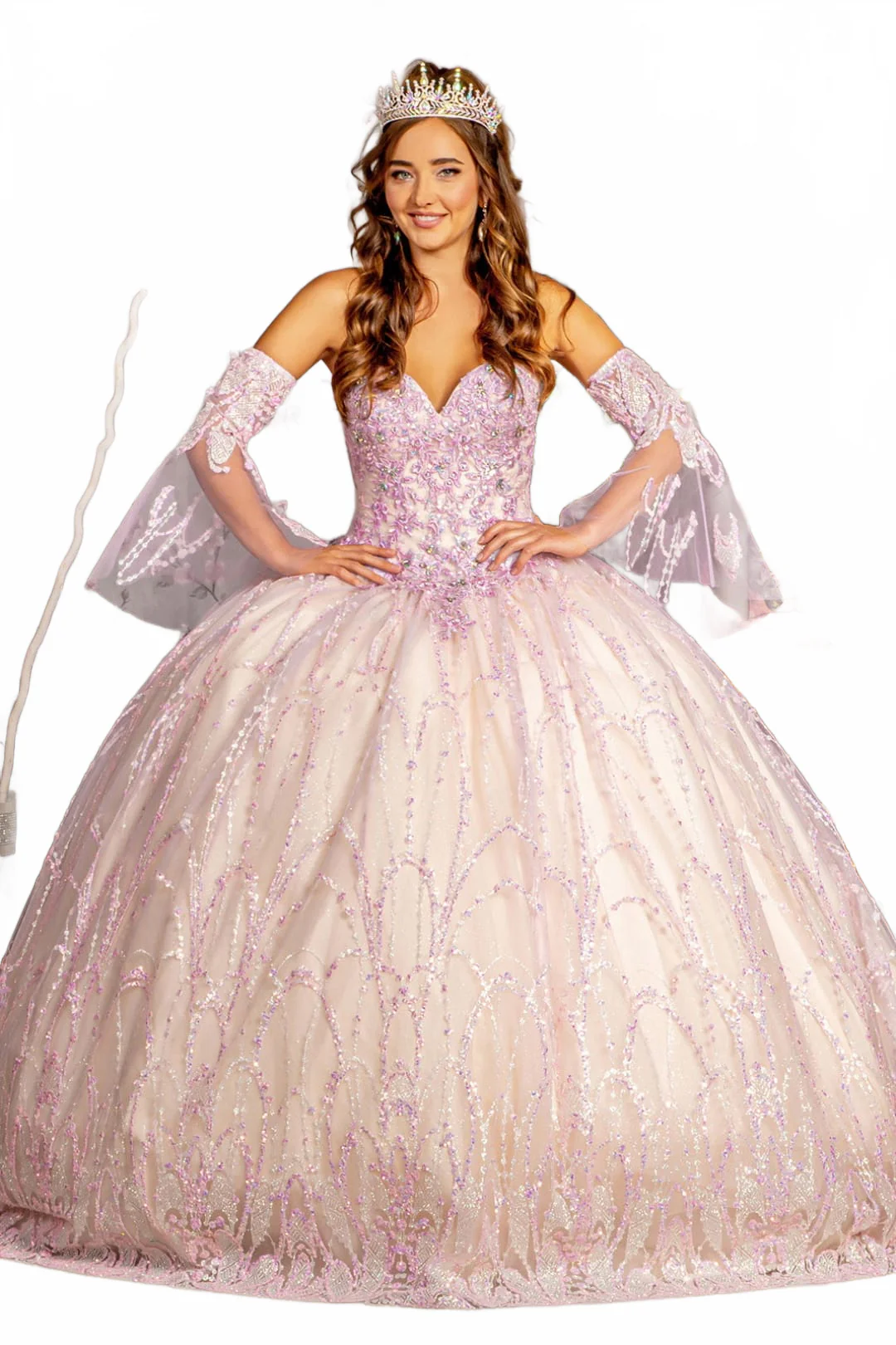 Strapless Bell Sleeve Two-Tone Ball Gown by GLS Gloria GL3234 - Image 7