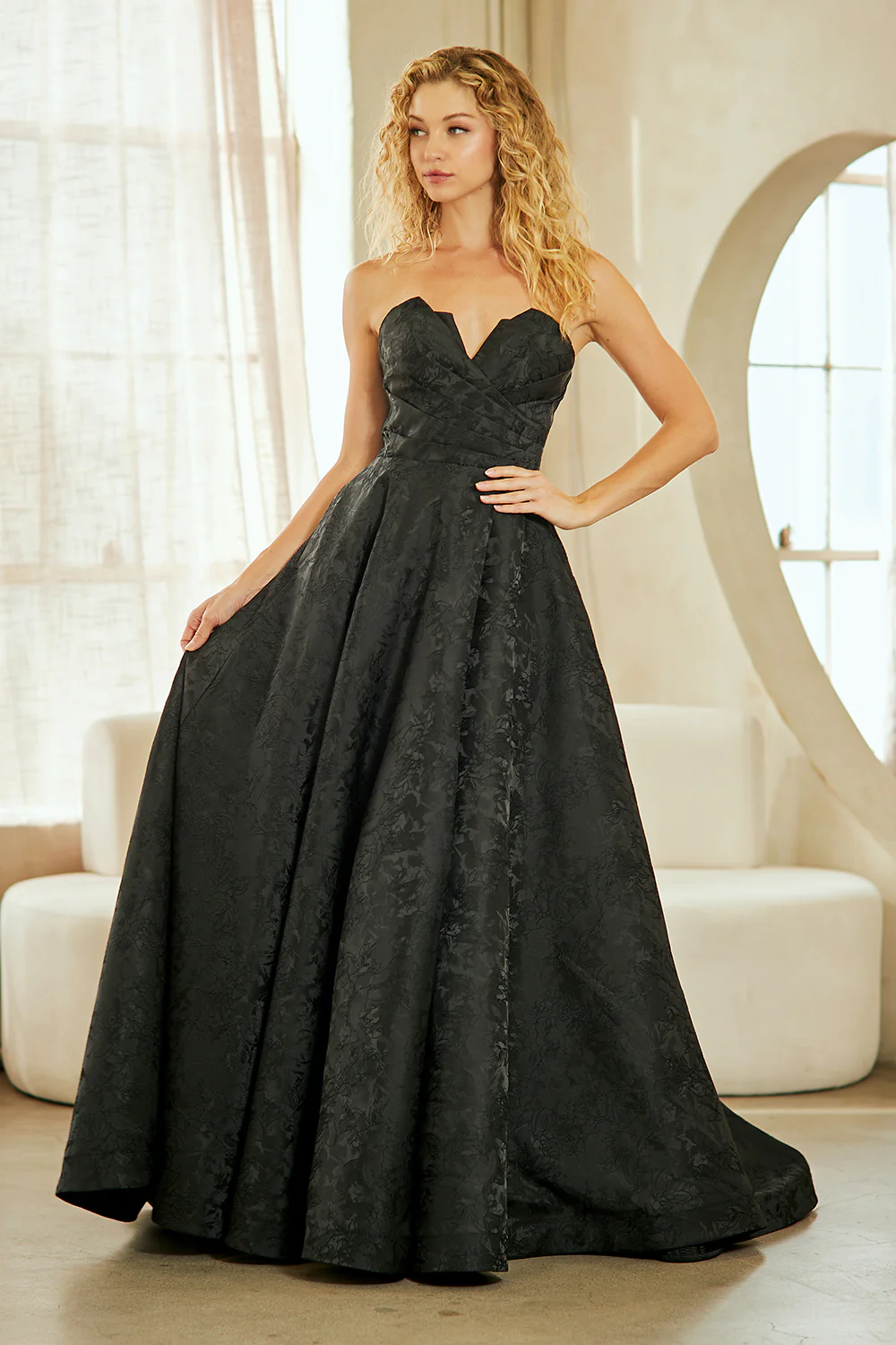 Strapless Lace A-Line Wedding Dress with Corset Back & Front Slit by Amelia Couture 8061 - Image 7