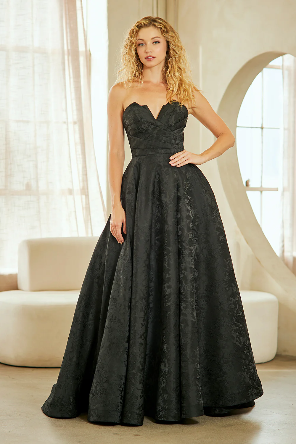 Strapless Lace A-Line Wedding Dress with Corset Back & Front Slit by Amelia Couture 8061 - Image 8