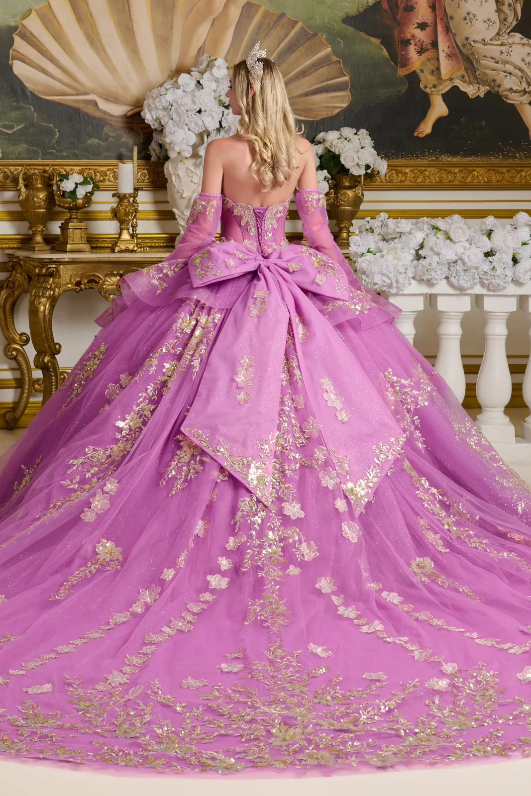 Strapless Long Sleeve Ball Gown by Elizabeth KGL3647 - Image 2