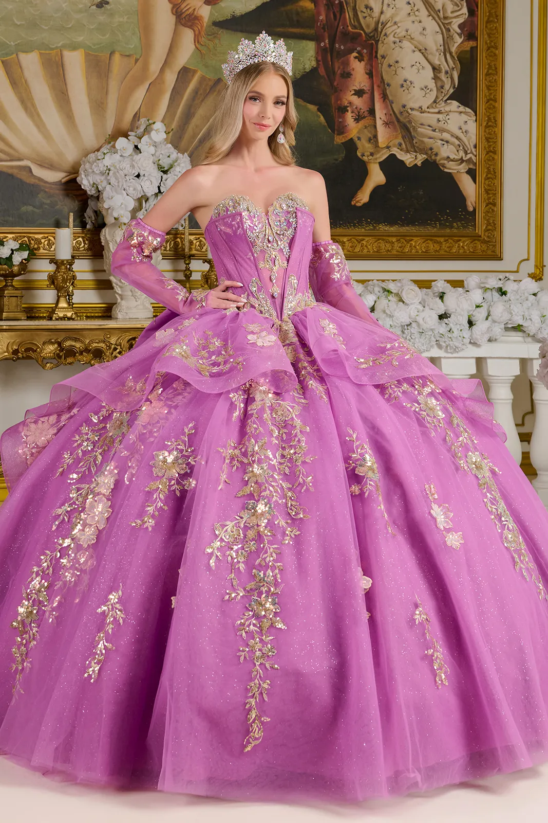 Strapless Long Sleeve Ball Gown by Elizabeth KGL3647 - Image 5