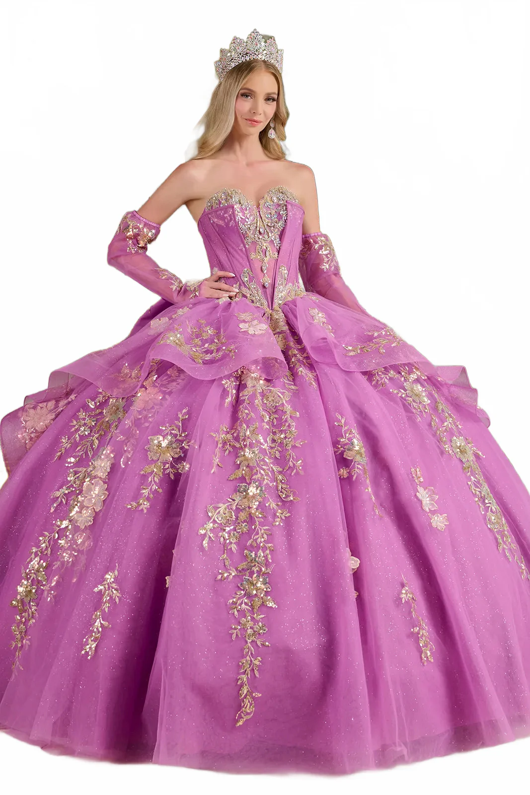 Strapless Long Sleeve Ball Gown by Elizabeth KGL3647 - Image 7