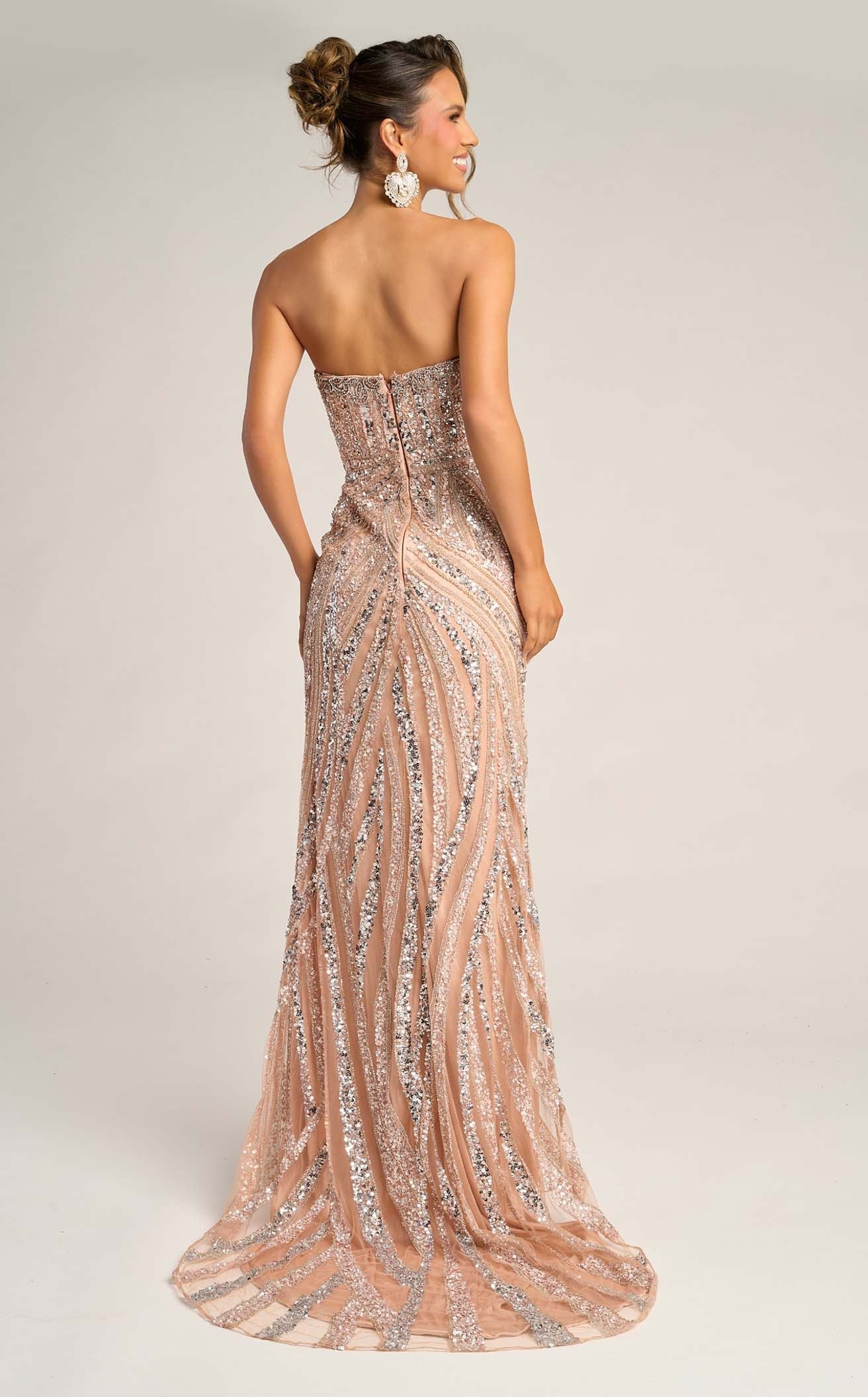 Portia & Scarlett PS26418C Strapless Sequin Evening Gown with Slit Sparkly Formal Prom Dress - Image 12