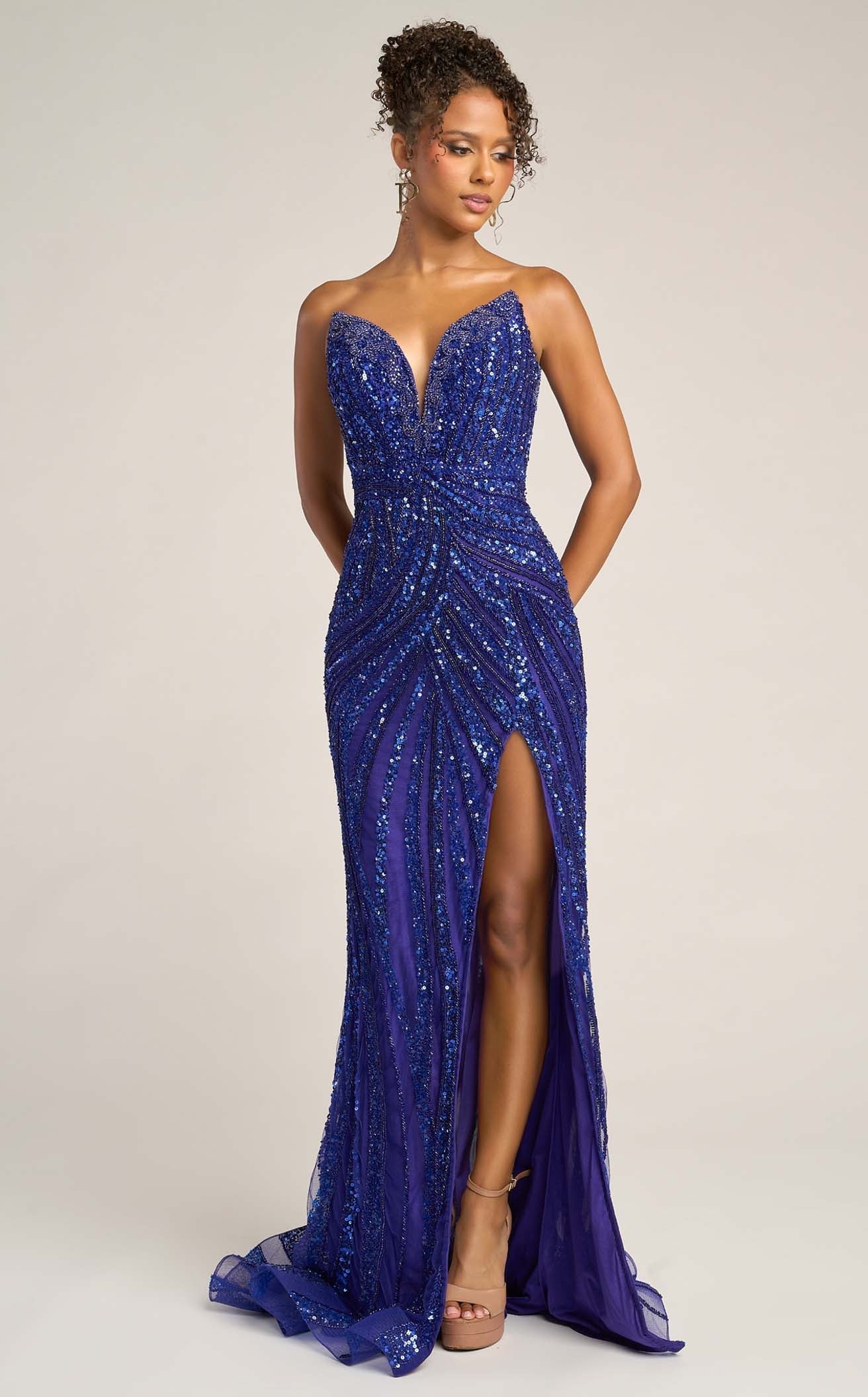 Portia & Scarlett PS26418C Strapless Sequin Evening Gown with Slit Sparkly Formal Prom Dress - Image 13