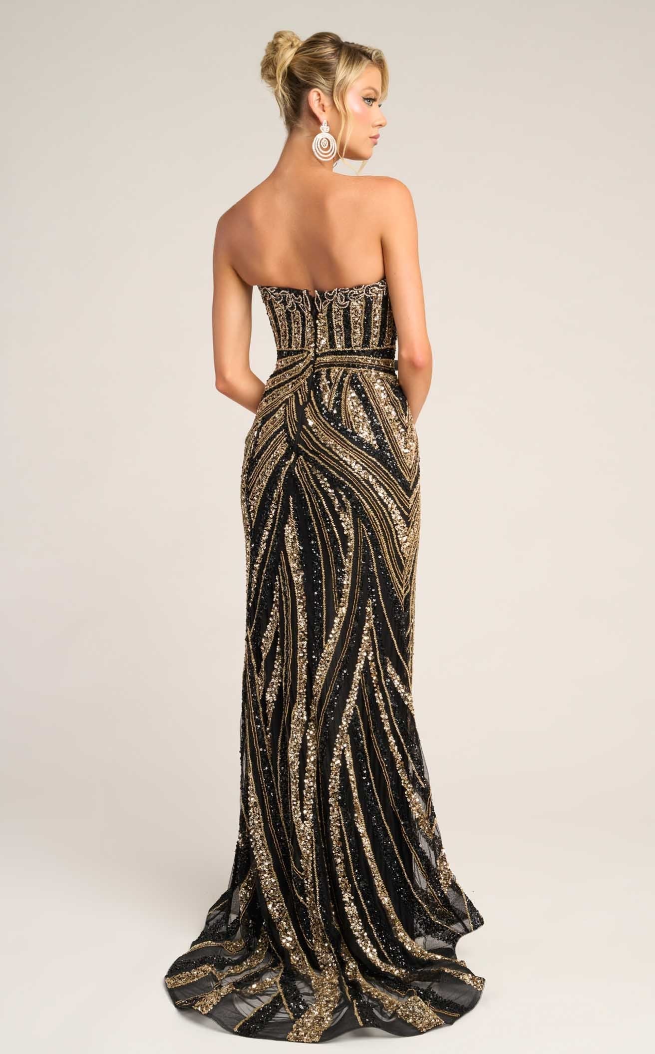 Portia & Scarlett PS26418C Strapless Sequin Evening Gown with Slit Sparkly Formal Prom Dress - Image 2