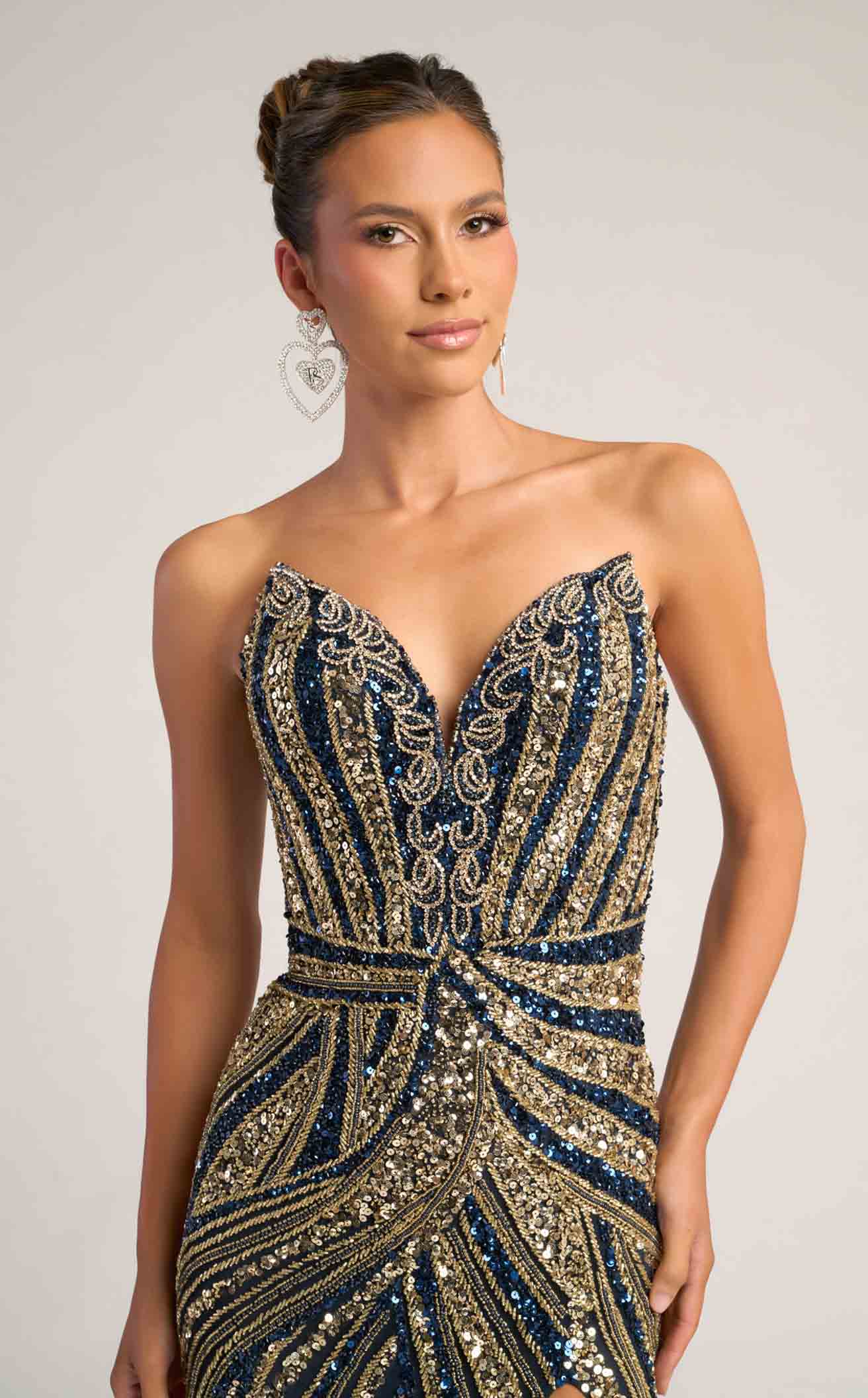 Portia & Scarlett PS26418C Strapless Sequin Evening Gown with Slit Sparkly Formal Prom Dress - Image 27