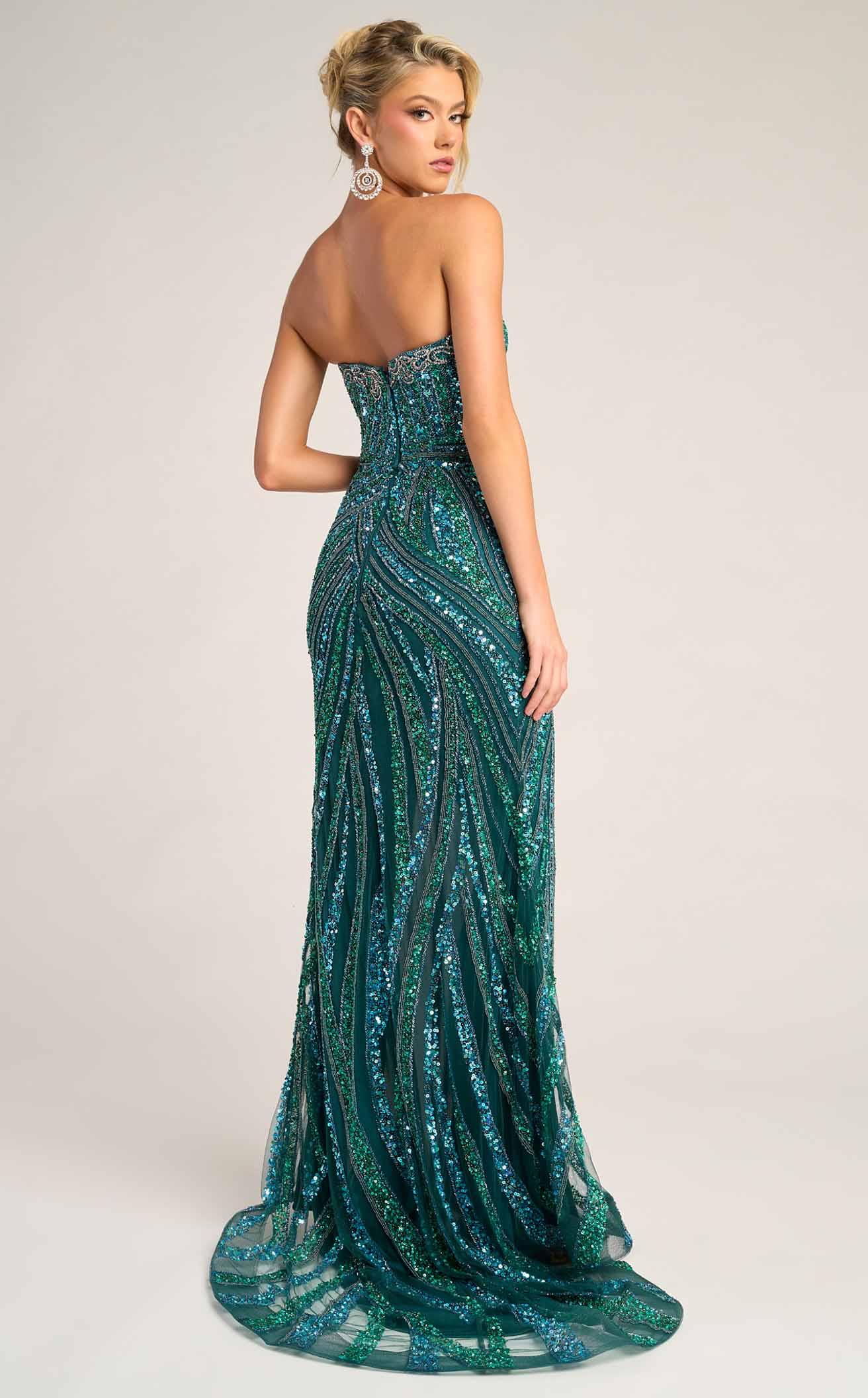Portia & Scarlett PS26418C Strapless Sequin Evening Gown with Slit Sparkly Formal Prom Dress - Image 9