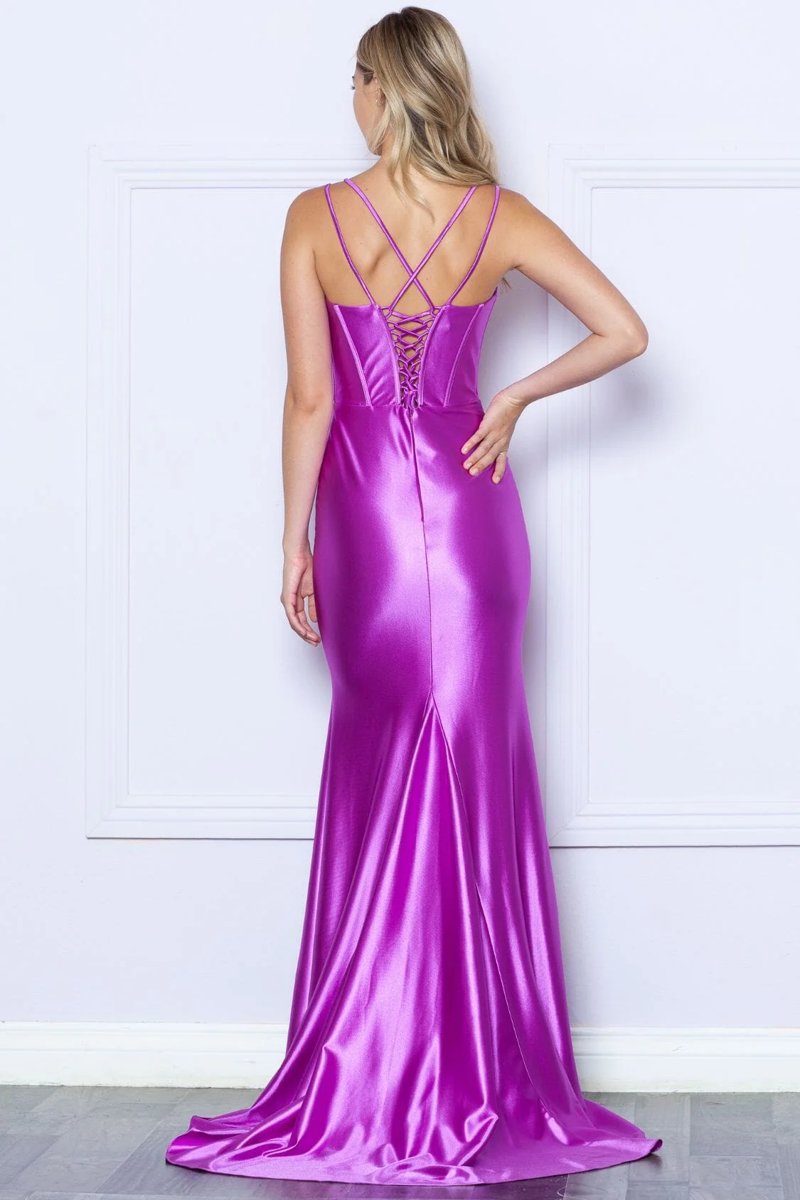 Poly USA 9258 Strappy Back Corset Mermaid Gown - Image 2