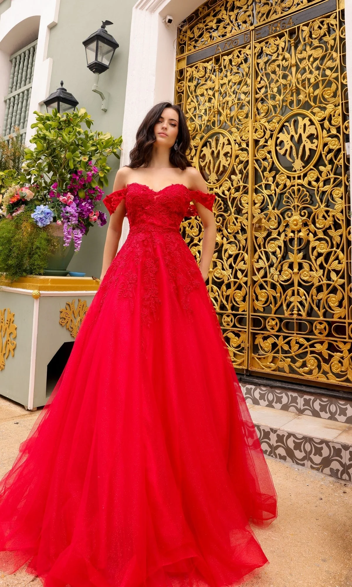 Nox Anabel R1303 Stunning Off-the-Shoulder Tulle Prom Ball Gown - Image 5