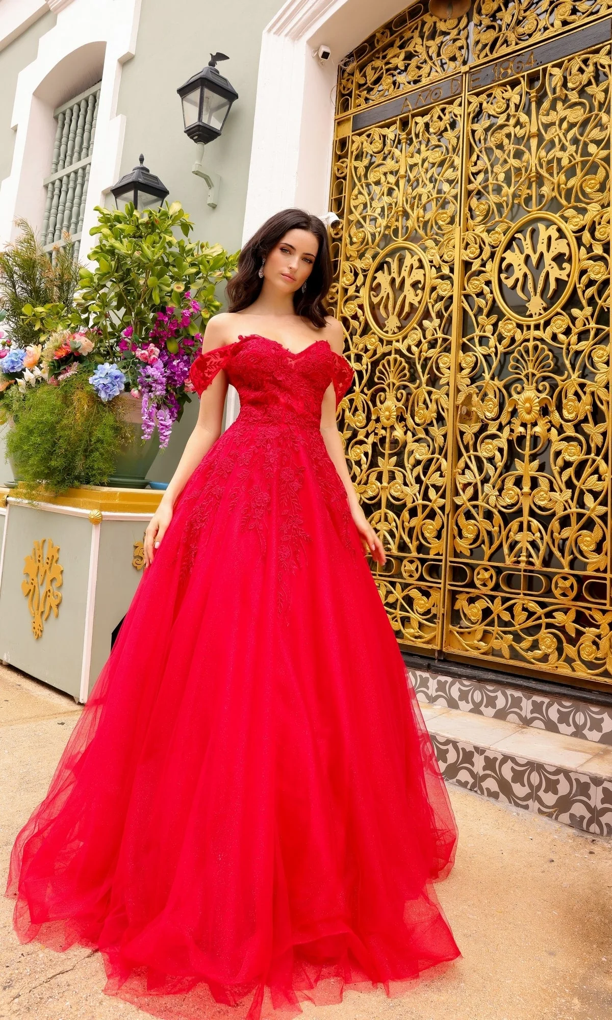 Nox Anabel R1303 Stunning Off-the-Shoulder Tulle Prom Ball Gown - Image 6