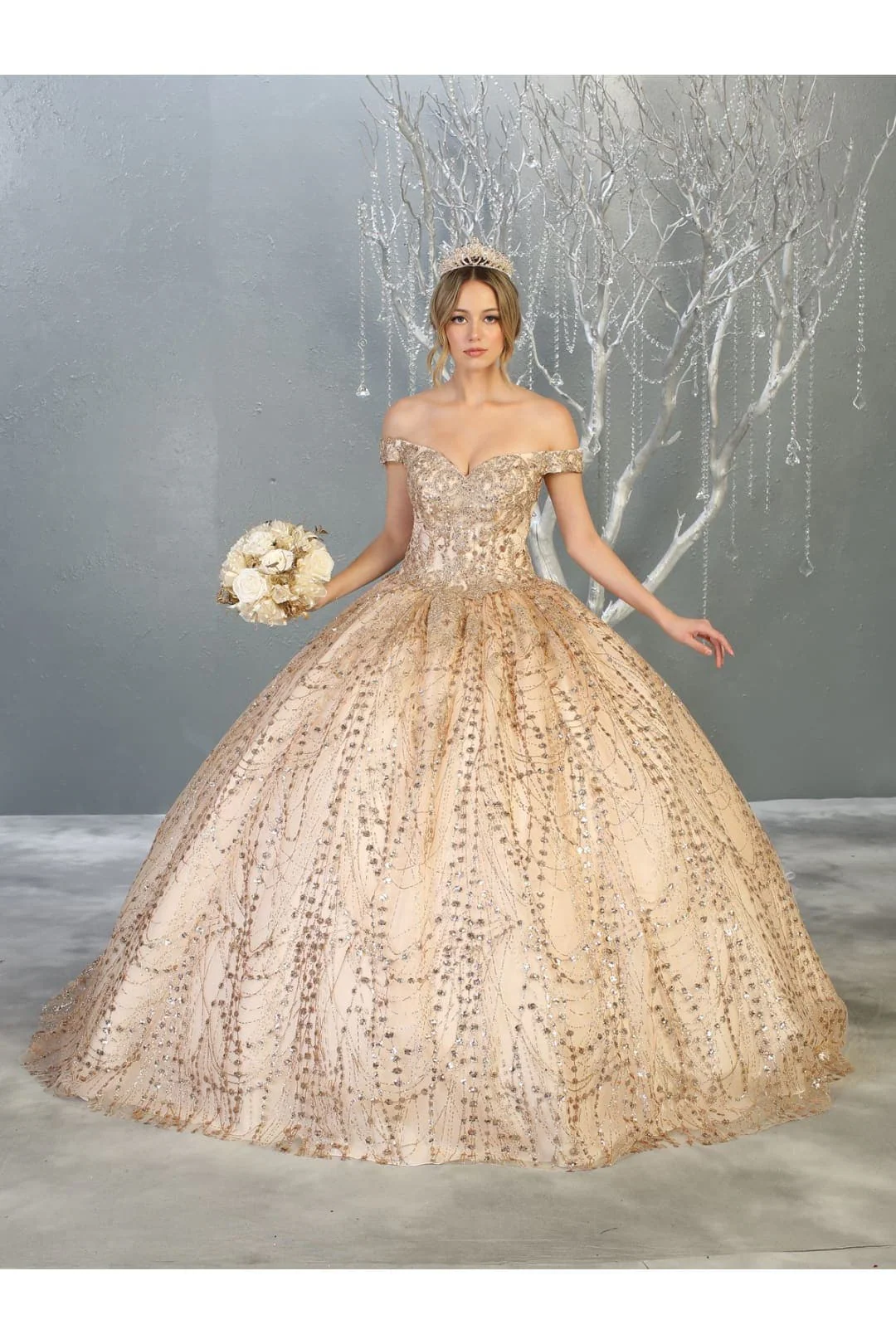 Sweet 16 Birthday Party Dress in Champagne/Gold Style LK153 Ball Gown - Image 6