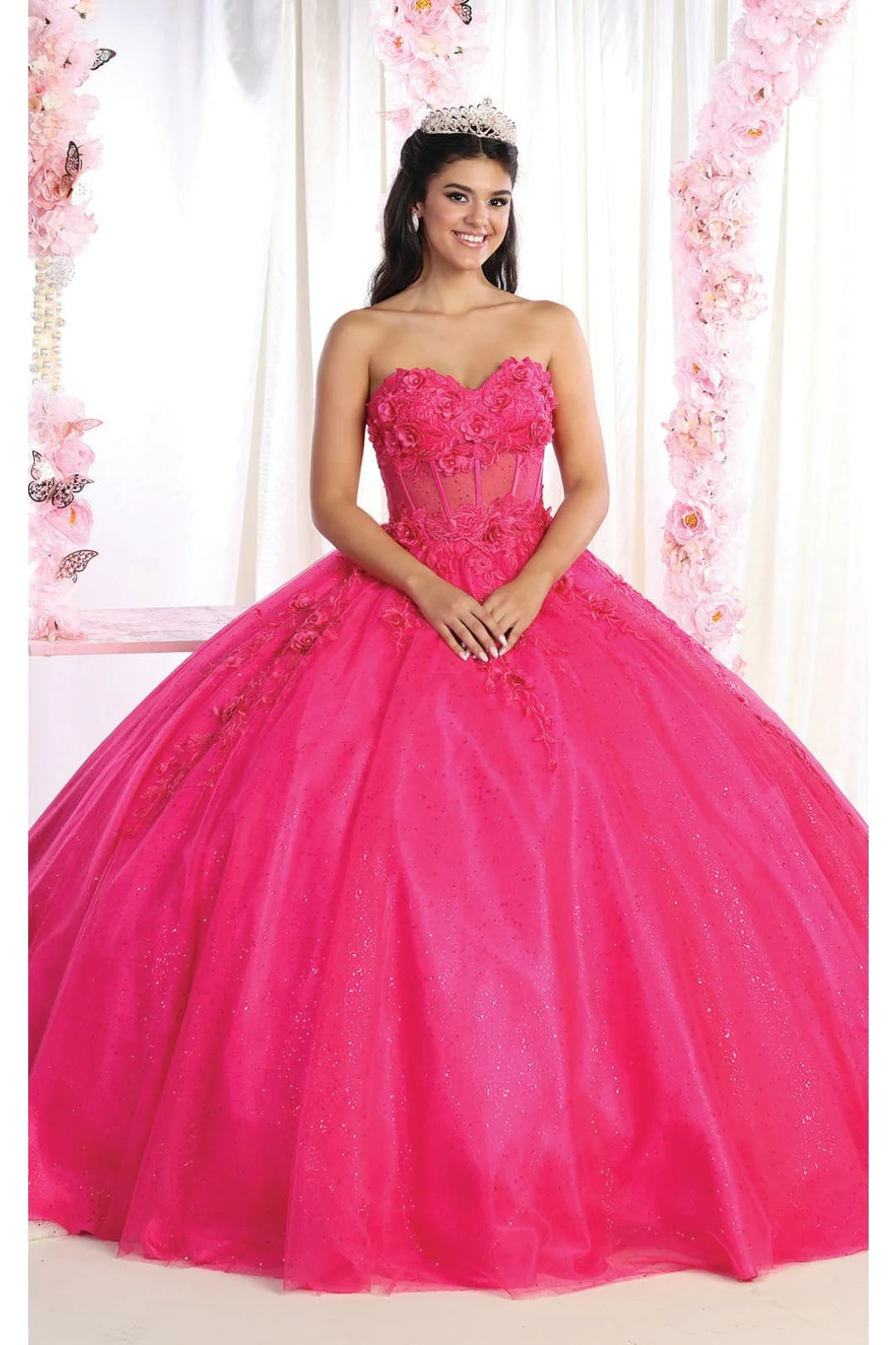 Sweet 16 Birthday Party Dress in Fuchsia Style LK188 Ball Gown