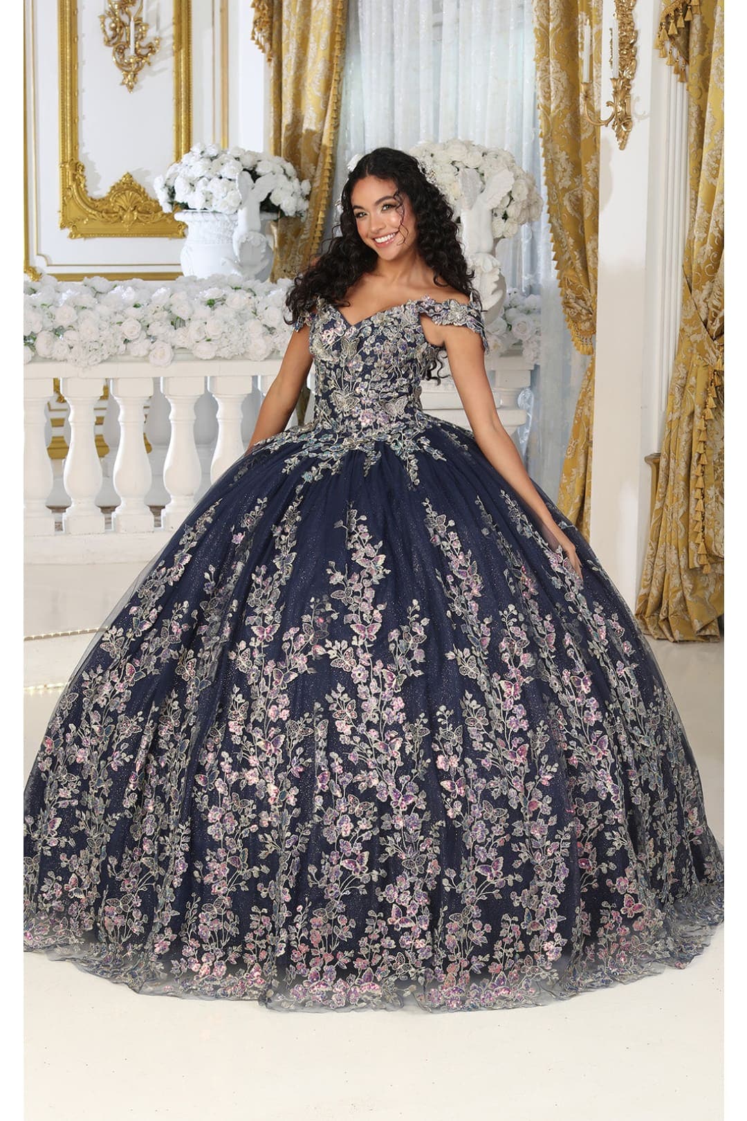 Layla K LK228 Off Shoulder Butterfly Embroidery Quinceanera Ball Gown - Image 5