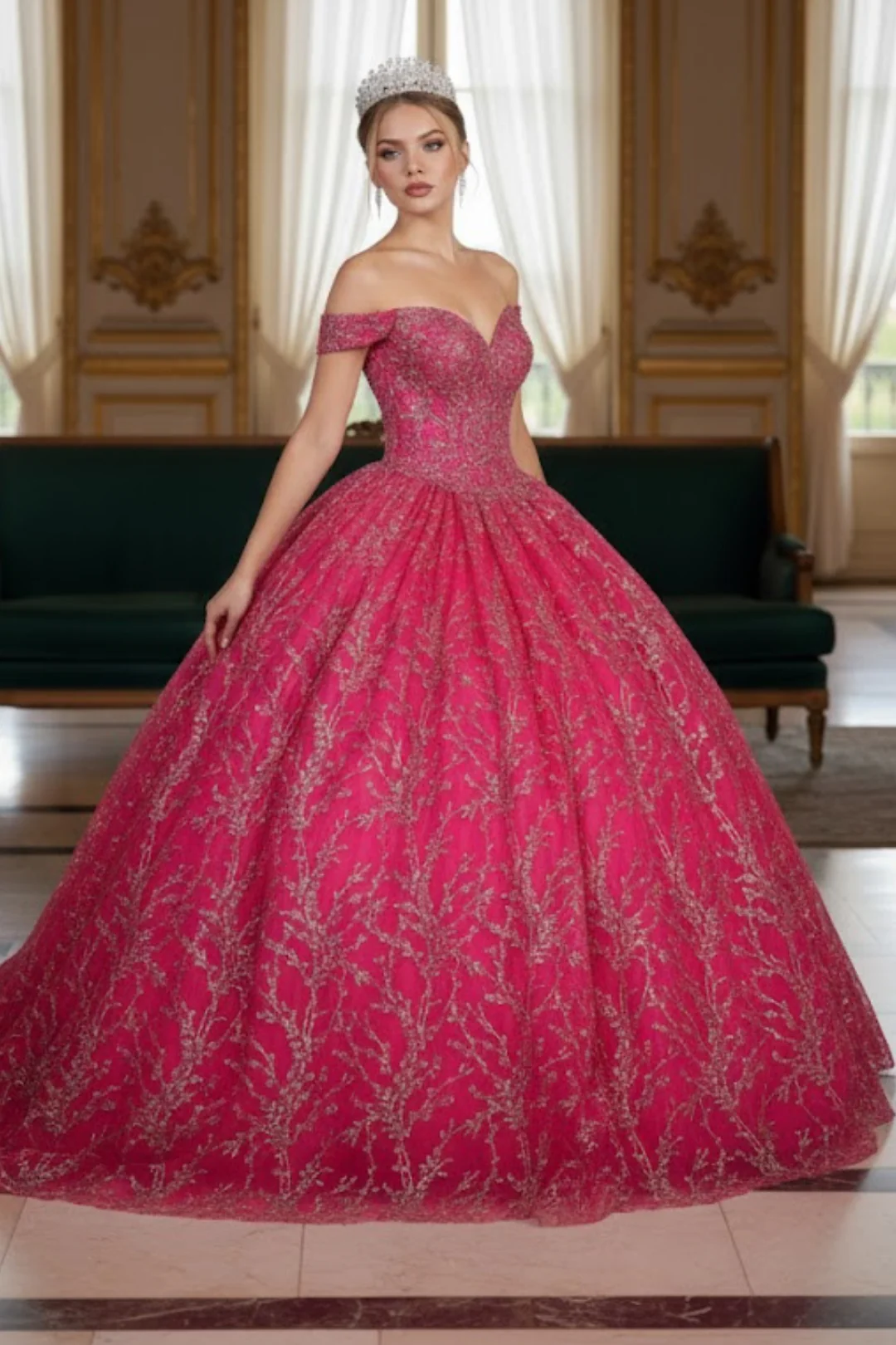 Sweet 16 Birthday Party Dress in Hunter Green Style Ball Gown - Image 2