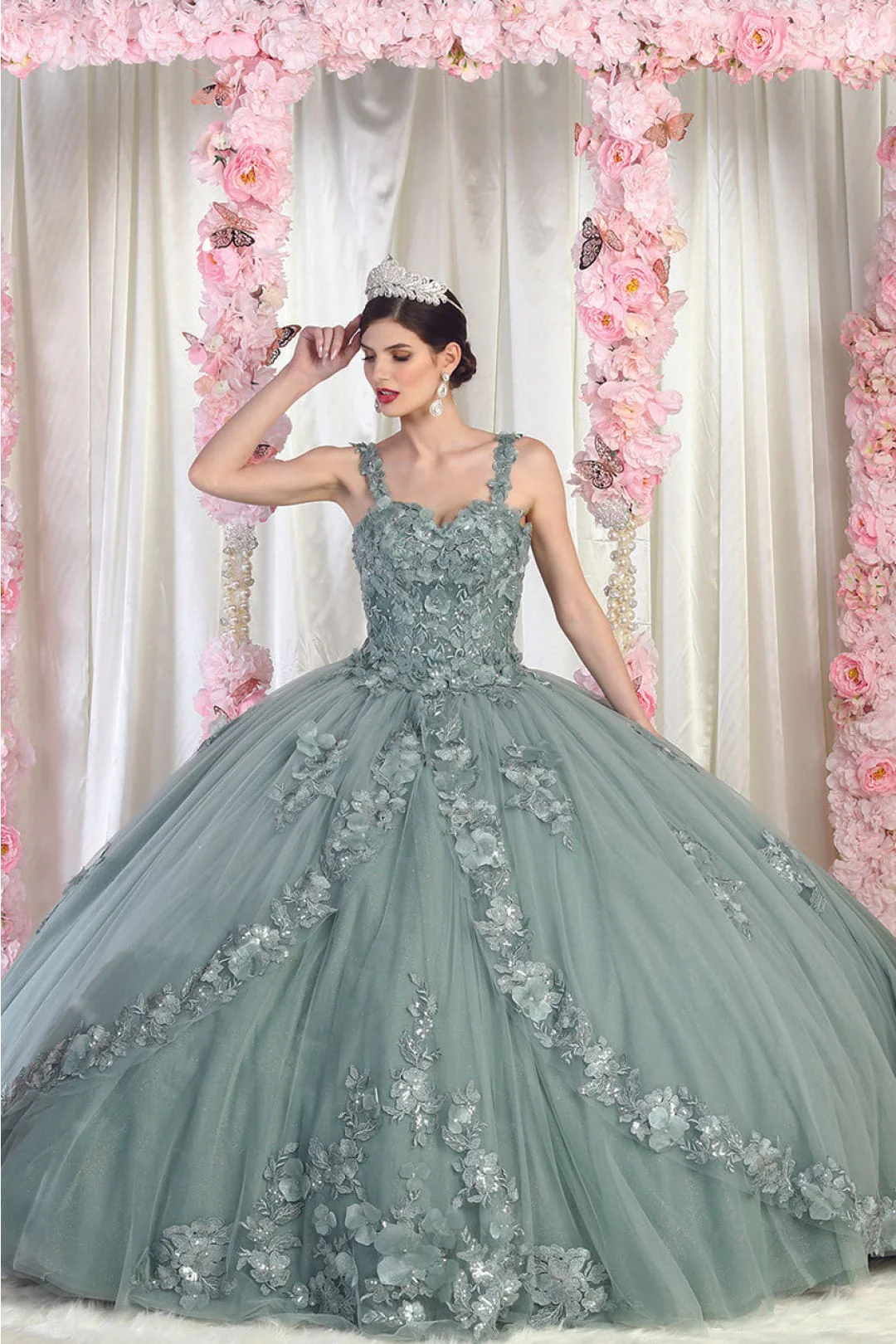 Sweet 16 Birthday Party Dress in Sage Style Ball Gown - Image 6