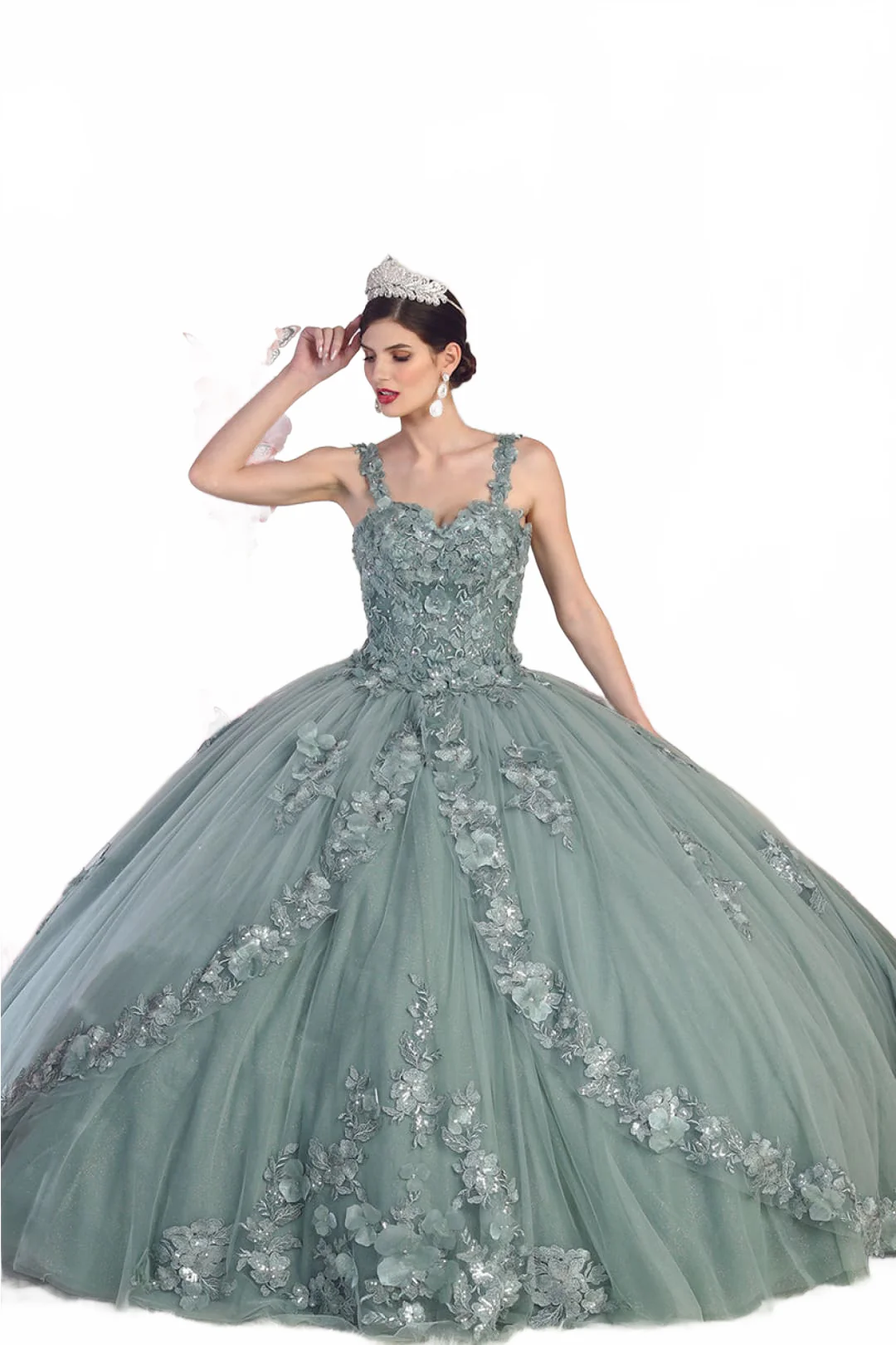 Sweet 16 Birthday Party Dress in Sage Style Ball Gown - Image 8