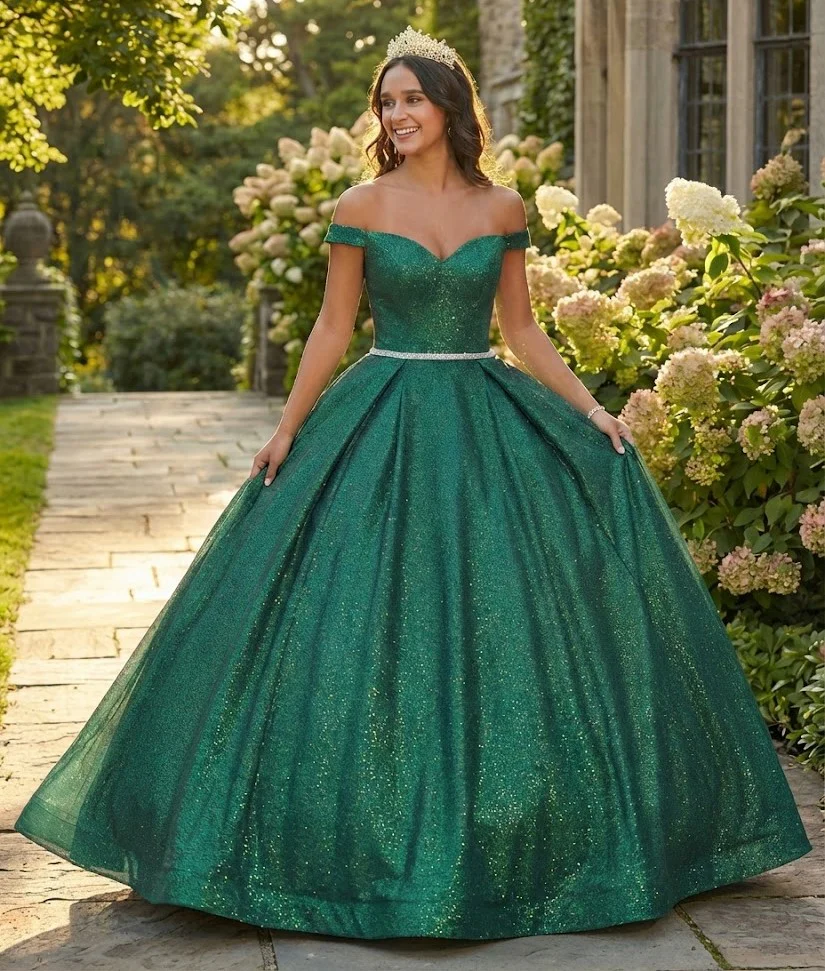 Sweet 16 Birthday Party Dress in Hunter Green Style LK176 Ball Gown