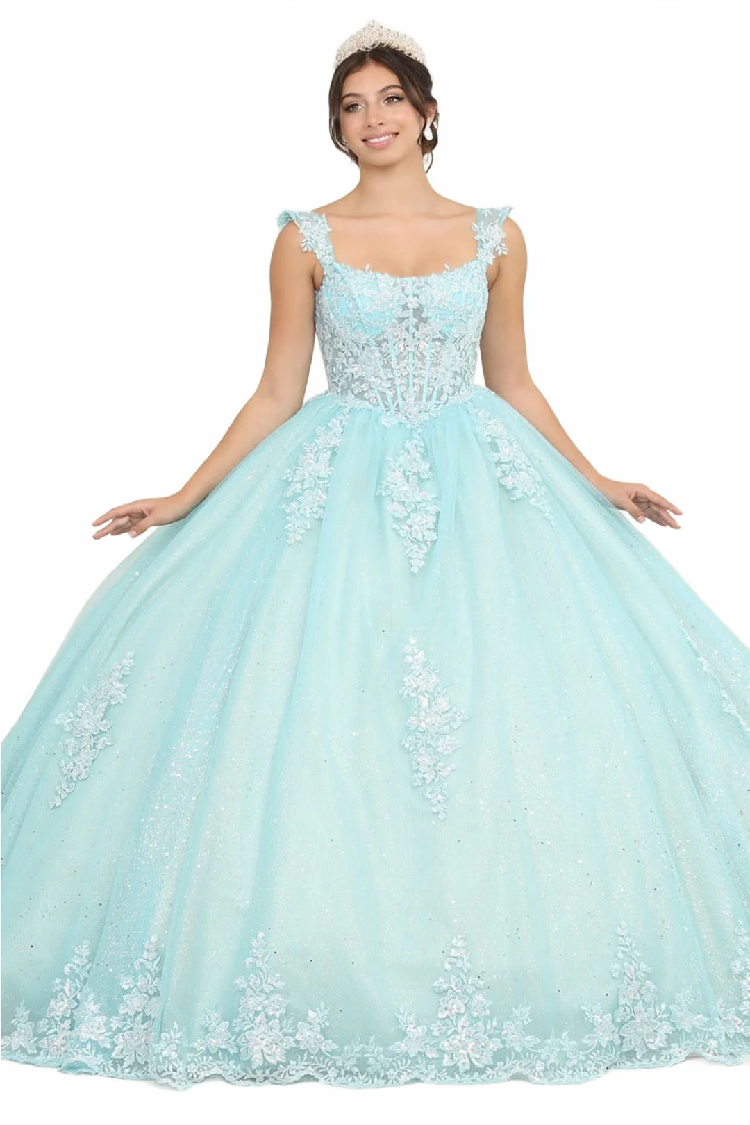 Sweet 16 Birthday Party Dress in Tiffany/ Blue Nude Style LK253 Ball Gown - Image 5