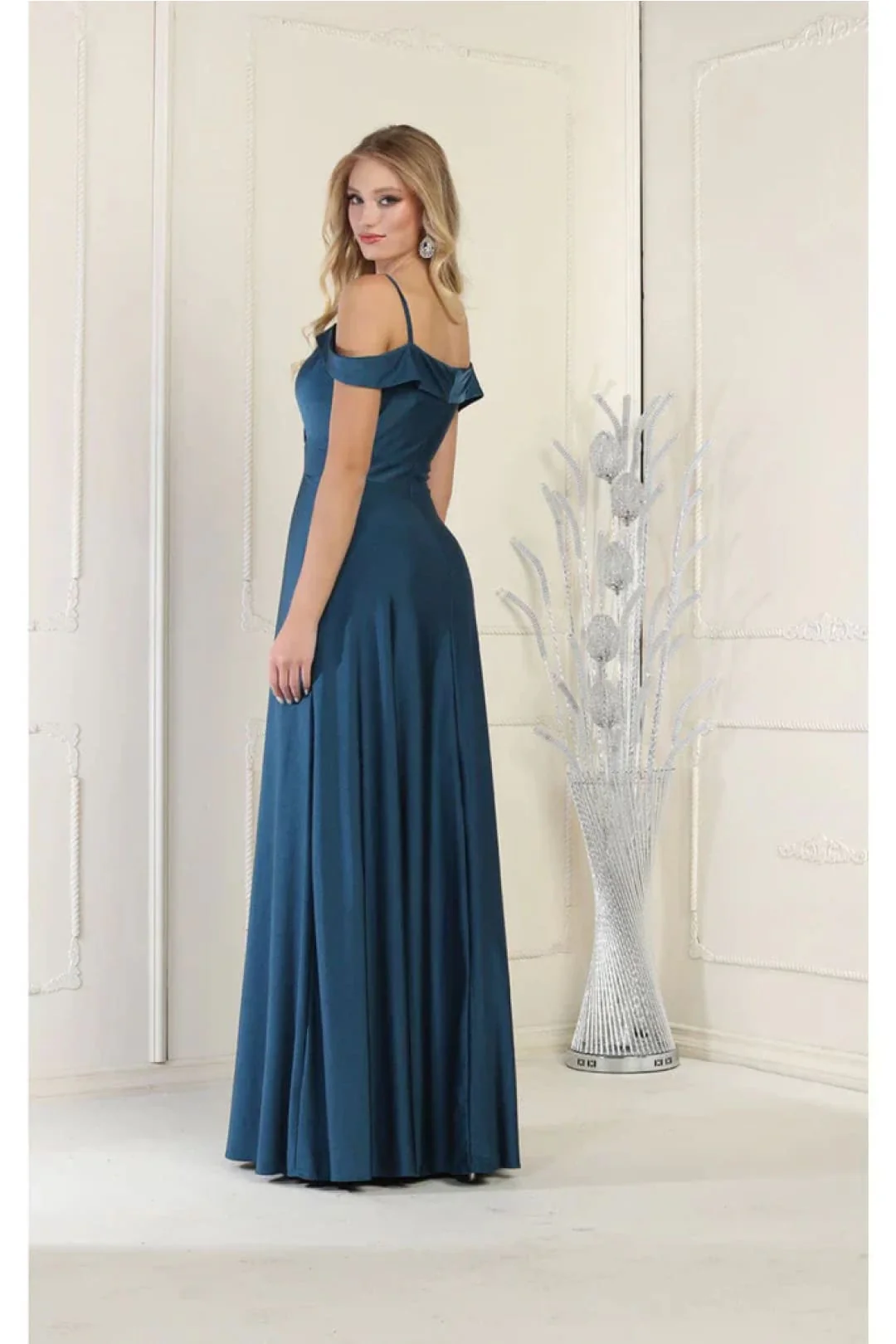 Teal Blue Bridesmaid Dresses in Satin and Plus Size Gowns by MQ1988 - Image 2