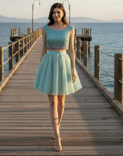 Terani Couture 1521H0100A Elegant Glamorous Prom Two-Piece Short Evening Chiffon Dress - Image 2