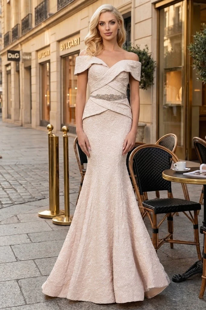 Terani Couture 1812M6657 Sophisticated Evening Off-Shoulder Long Premium Dress