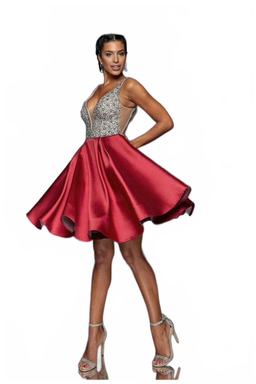 Terani Couture 1821H7771 Glamorous Formal Cocktail Illusion Evening Matte Satin Dress - Image 5