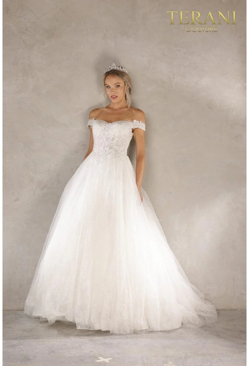 Terani Couture 2215P0034 Glamorous Wedding Off-Shoulder Evening Premium Dress