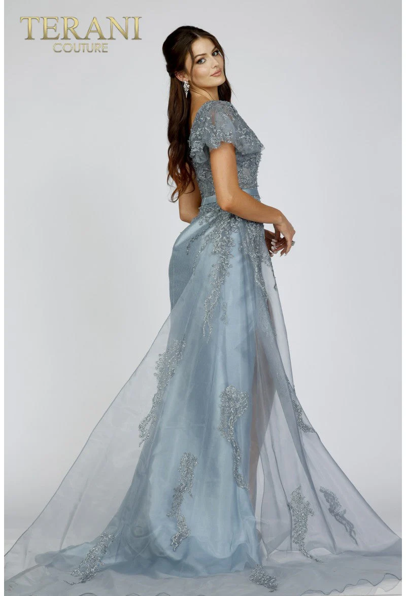Terani Couture 231E0517 Elegant Prom One-Shoulder Beaded Ruffled Evening Satin Dress - Image 2