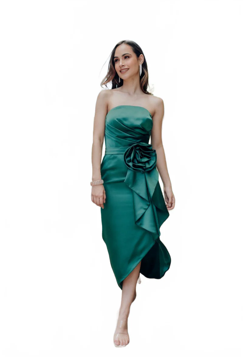 Terani Couture 232C1122 Elegant Evening Strapless High-Low Pleated Formal Satin Dress - Image 7