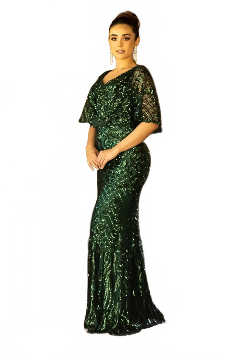 Terani Couture 232M1516 Mother of the Bride Wedding Sequined Cape Formal Sequin Dress - Image 3