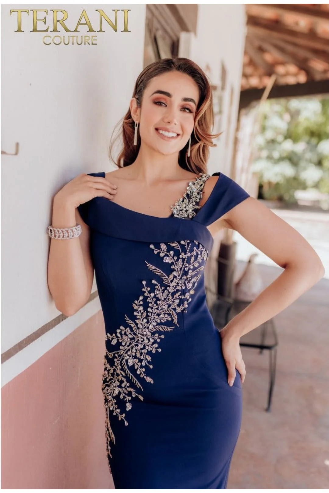 Terani Couture 232M1549 Elegant Glamorous Formal Prom Long Evening Navy Beaded Dress - Image 4