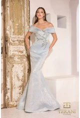 Terani Couture 241M2771 Elegant Glamorous Evening Off-Shoulder Trumpet Taffeta Dress - Image 3