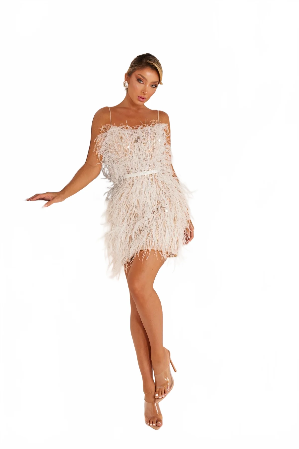 Terani Couture 241P2034 Sophisticated Cocktail Evening Short Ivory Formal Tulle Dress - Image 4
