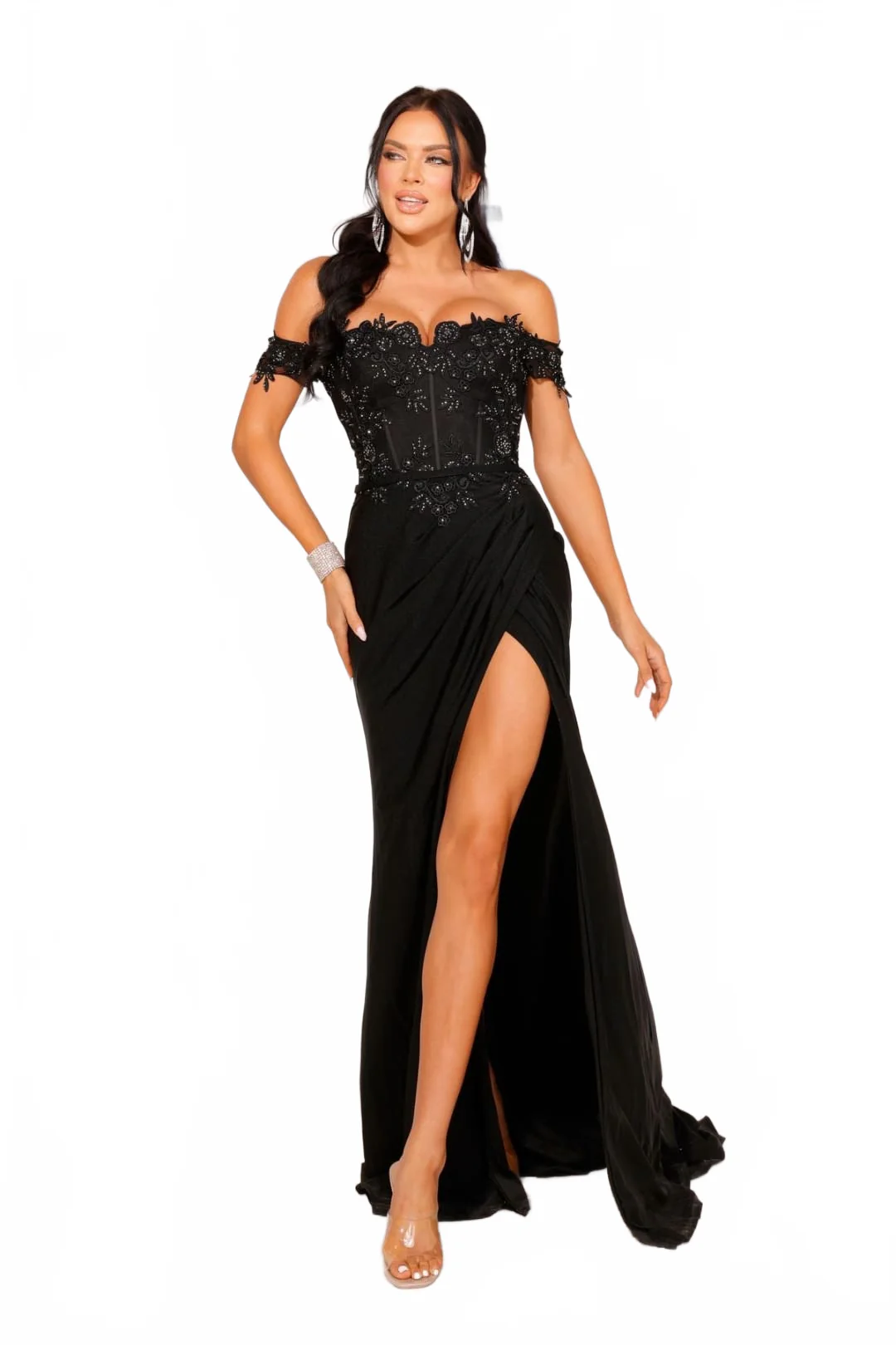 Terani Couture 241P2238 Elegant Prom Off-Shoulder Trumpet Evening Beaded Tulle Dress - Image 4