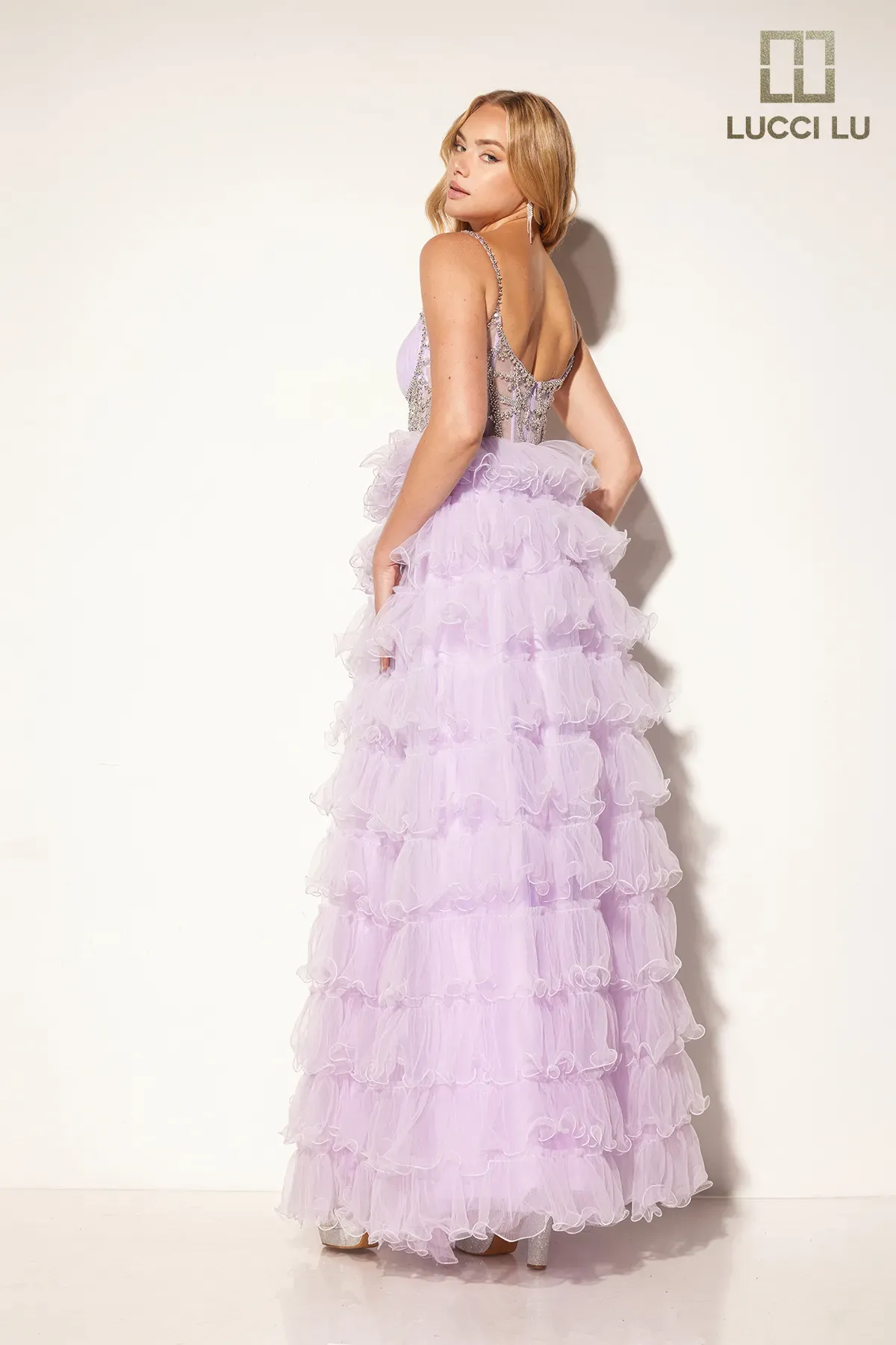 Tulle Sleeveless Ruffled Gown by Lucci Lu 1397 - Image 2