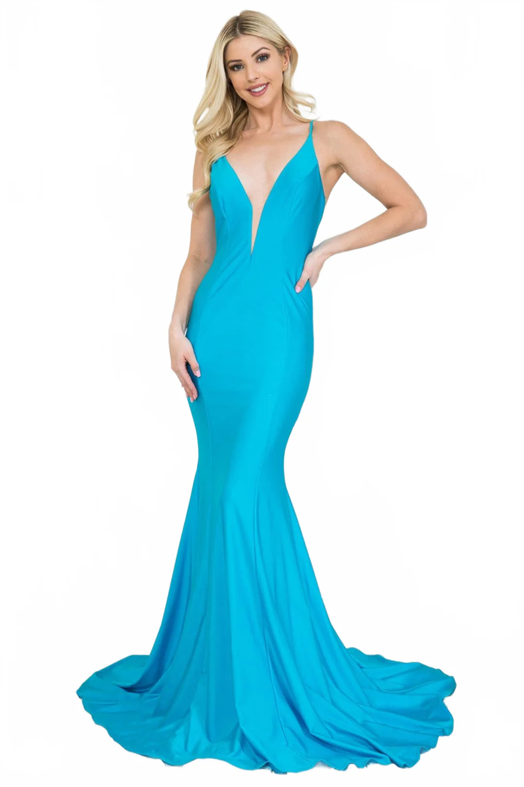 Turquoise Bridesmaid Dresses-Inexpensive 386 Deep V-neckline - Image 5
