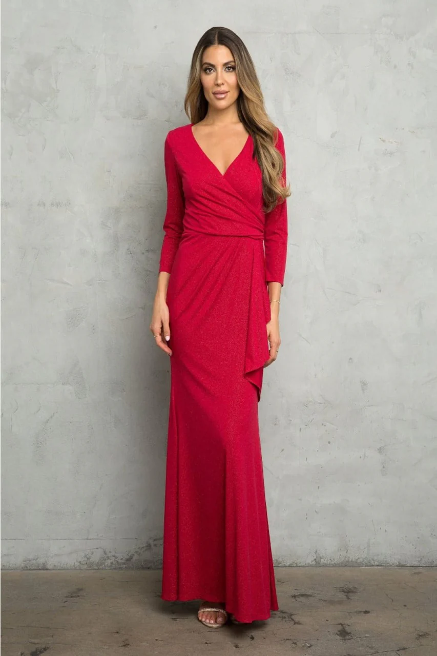 V-Neck 3/4 Sleeve MOB Formal Dress - Image 10