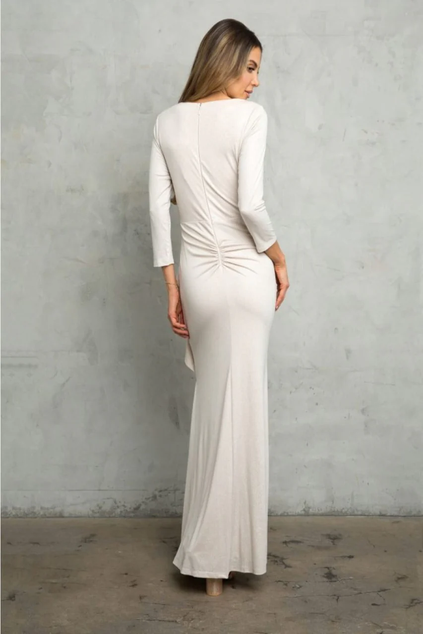 V-Neck 3/4 Sleeve MOB Formal Dress - Image 7