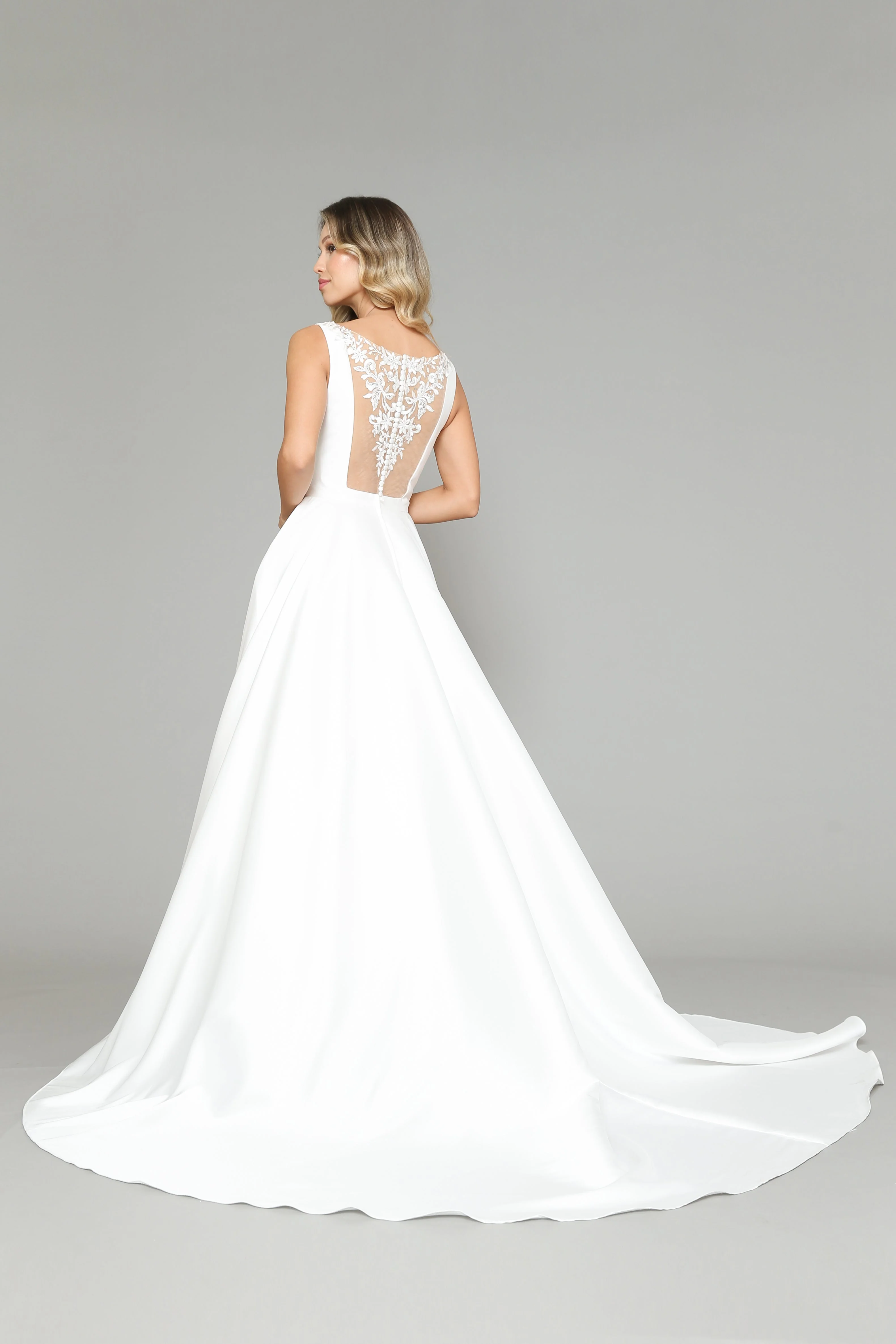 Poly USA 8582 V-Neck Satin Wedding Dress - Image 2