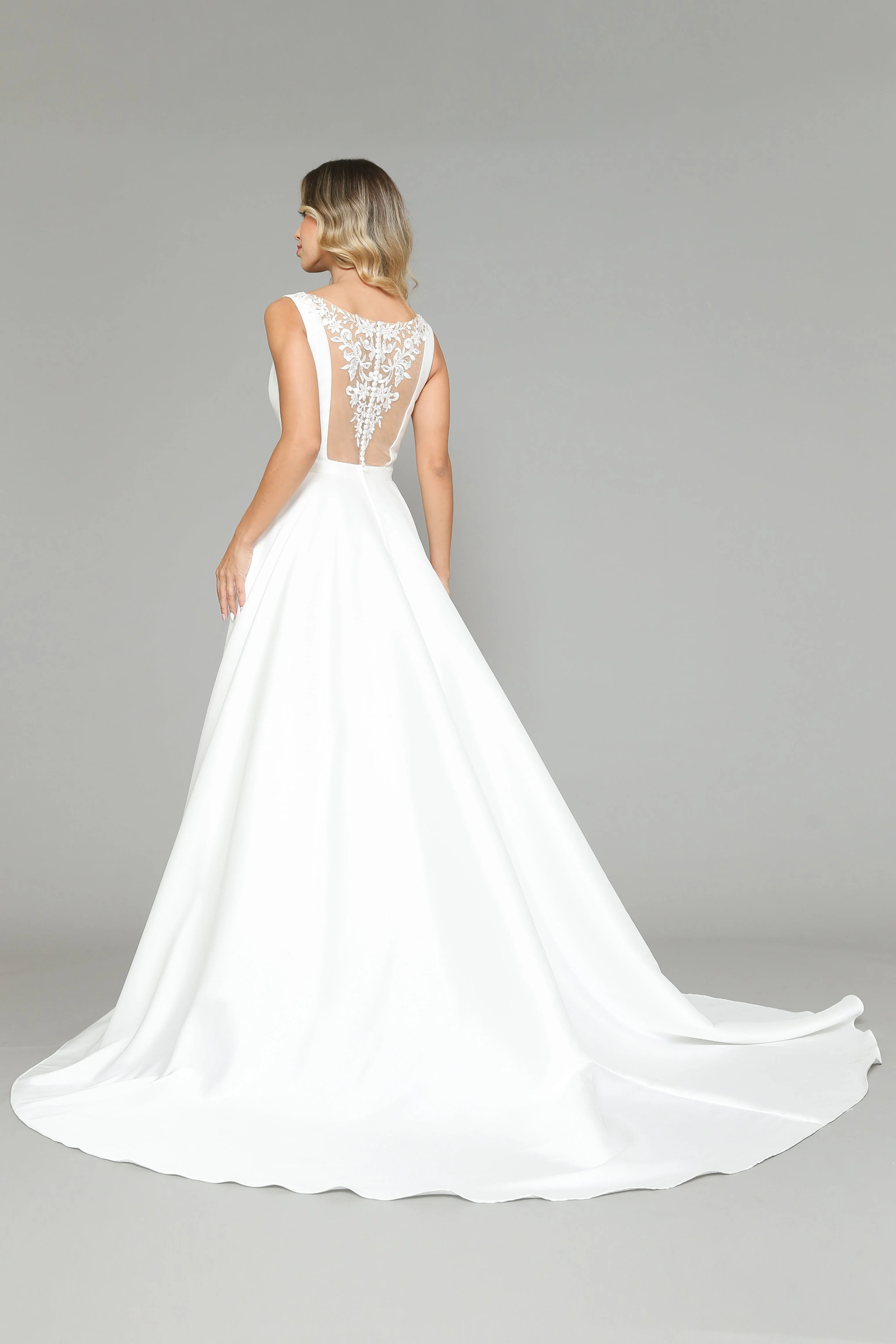 Poly USA 8582 V-Neck Satin Wedding Dress - Image 3
