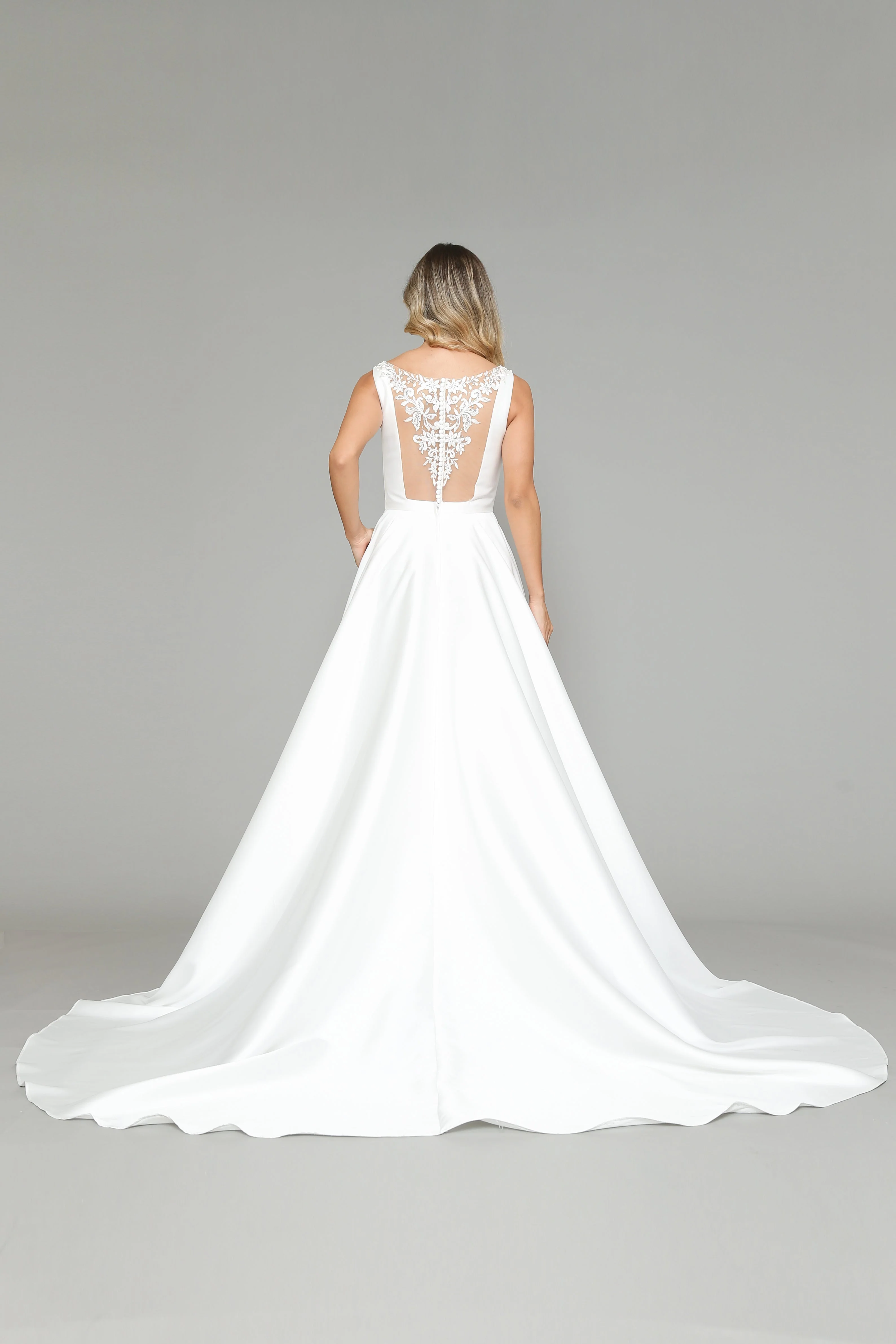 Poly USA 8582 V-Neck Satin Wedding Dress - Image 4