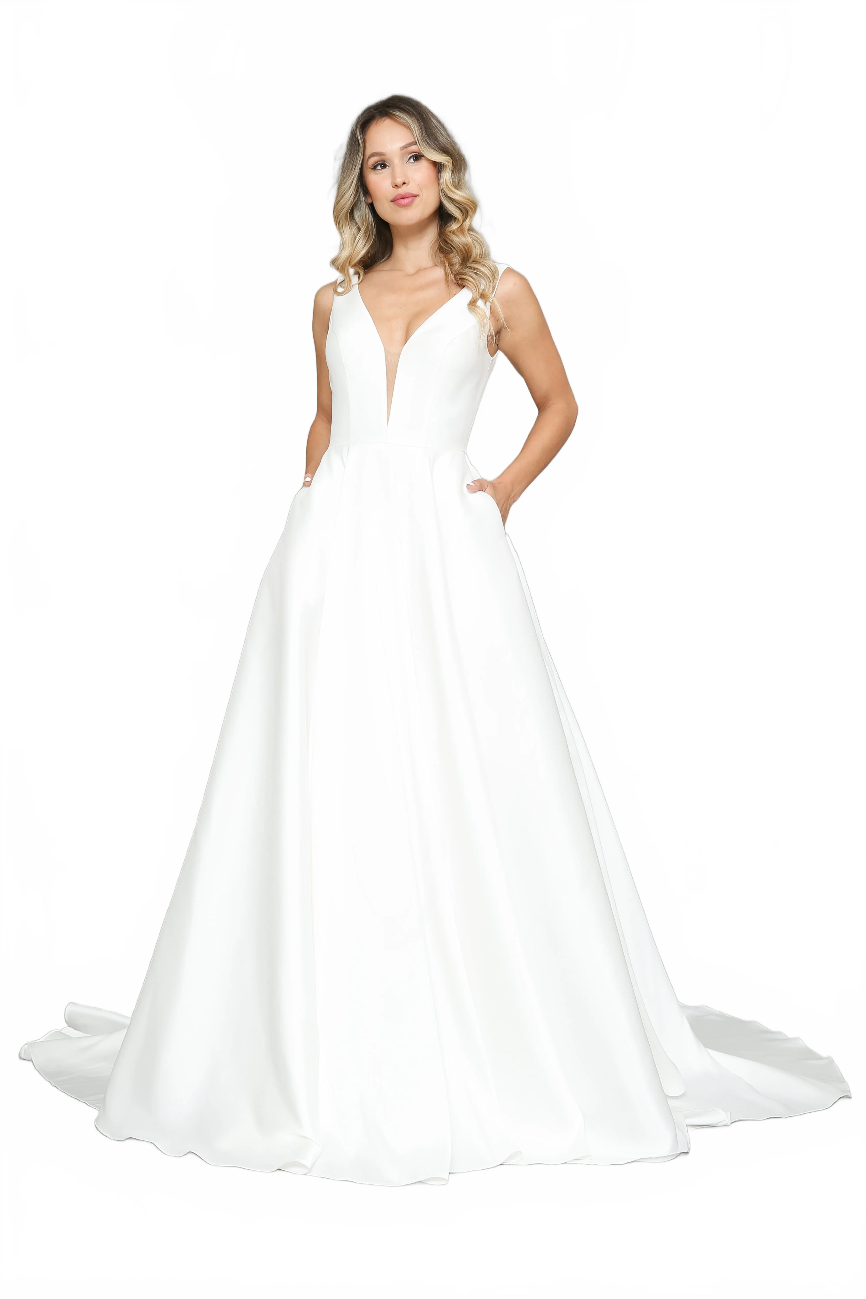 Poly USA 8582 V-Neck Satin Wedding Dress - Image 5