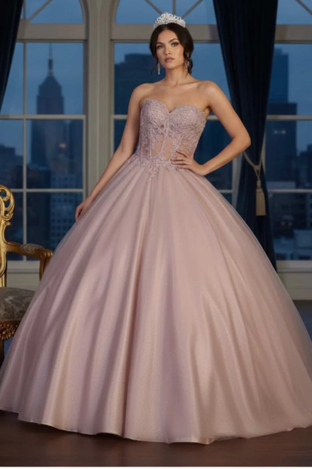 Quinceanera Dress Ball Gown Bolero Glitter Style - Image 5